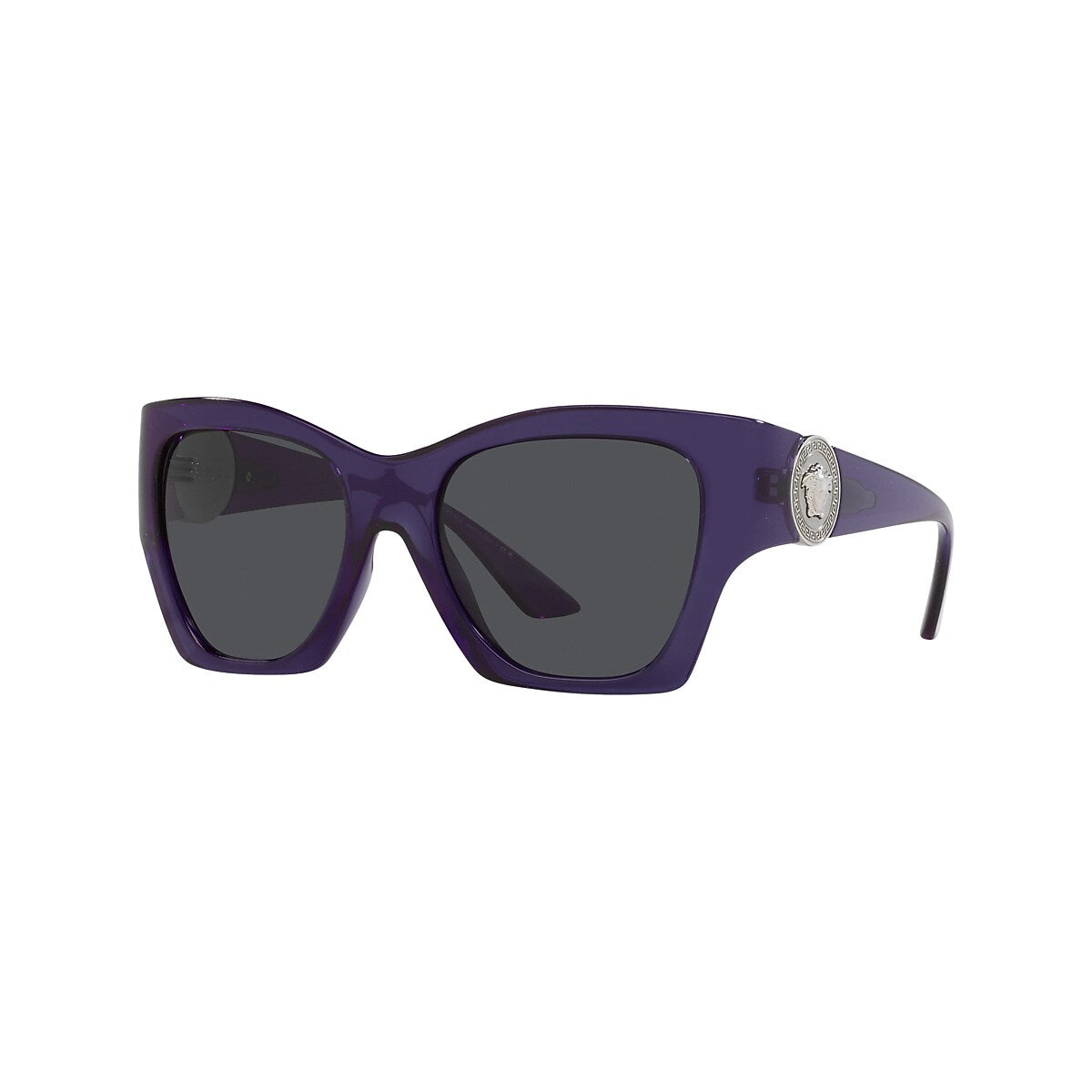 VERSACE VE4452 Transparent Purple - Women Luxury Sunglasses, Dark Grey Lens