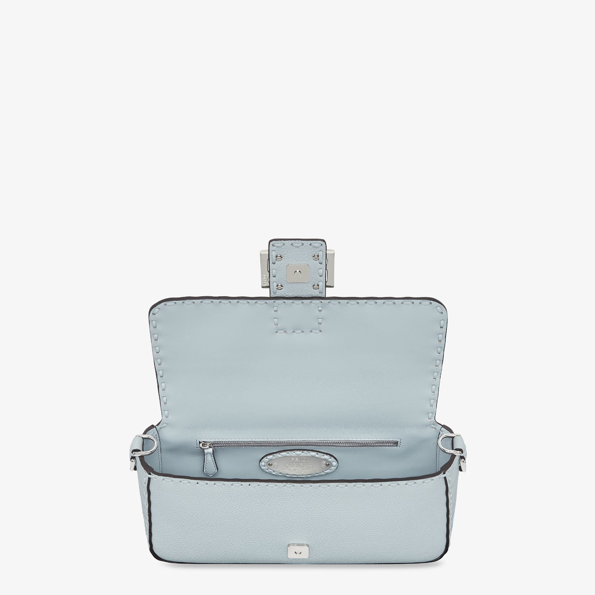 Baguette Light blue Selleria bag with 612 hand-sewn topstitches