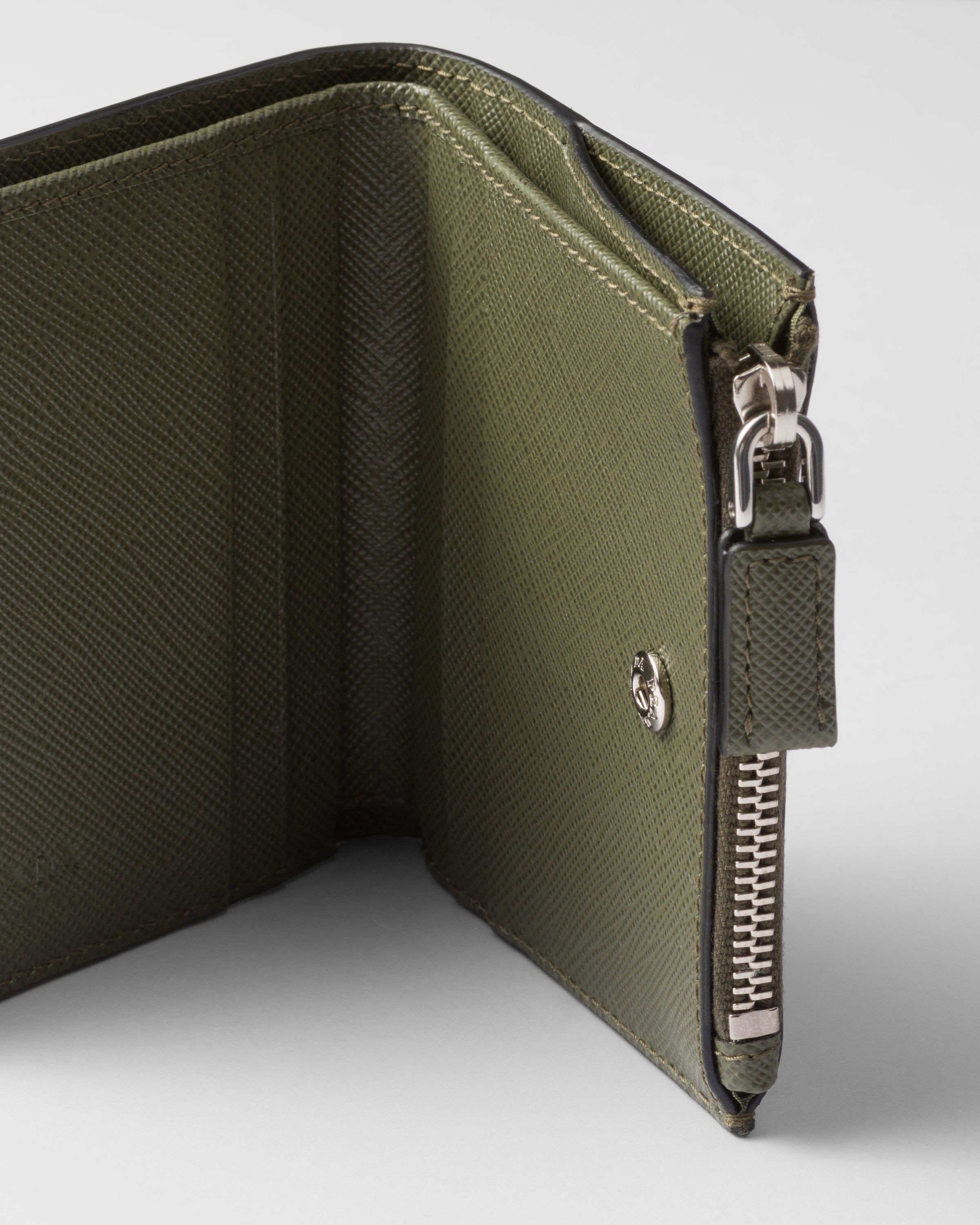 Small Saffiano leather wallet Loden Green