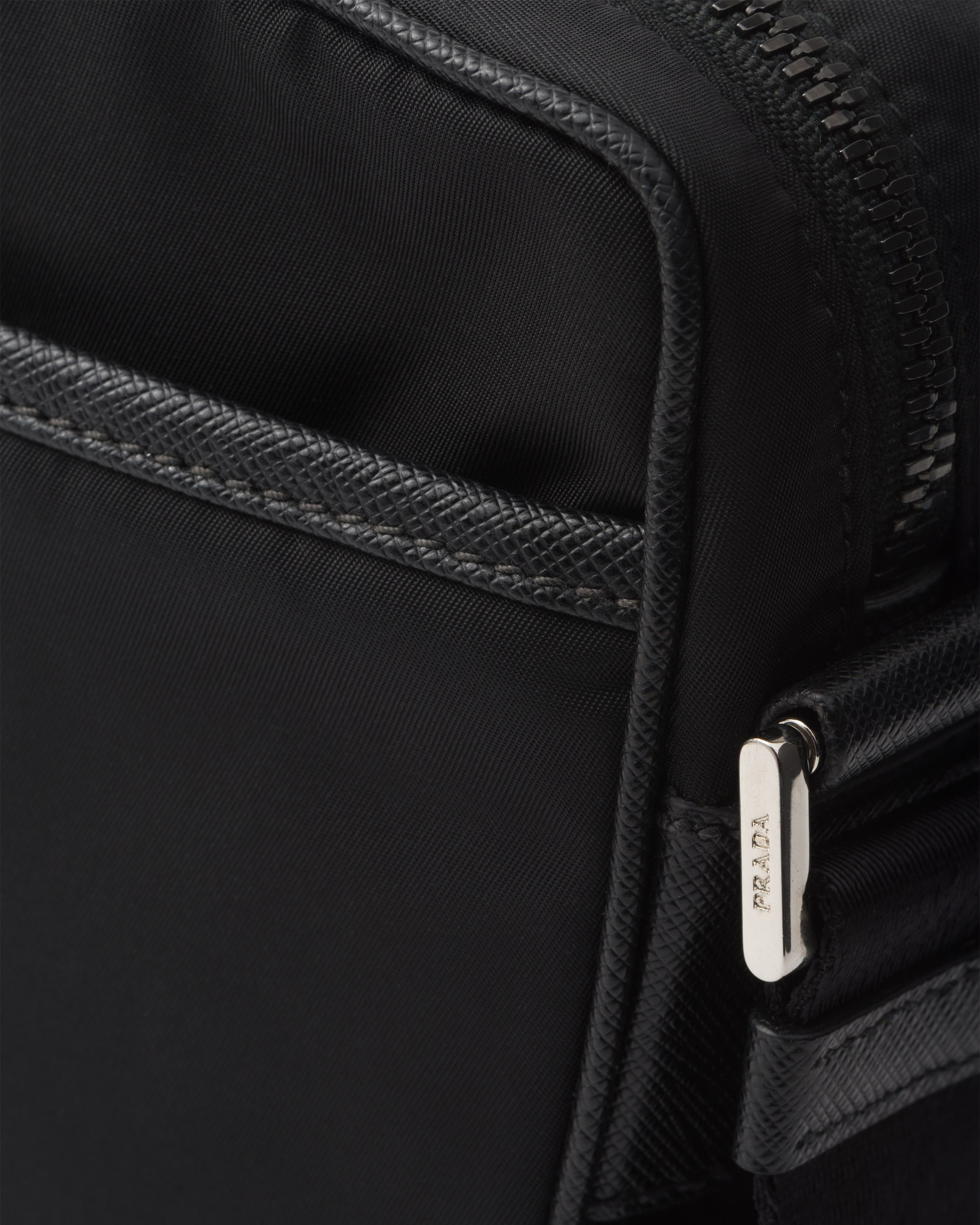 Re-Nylon and Saffiano shoulder bag Black