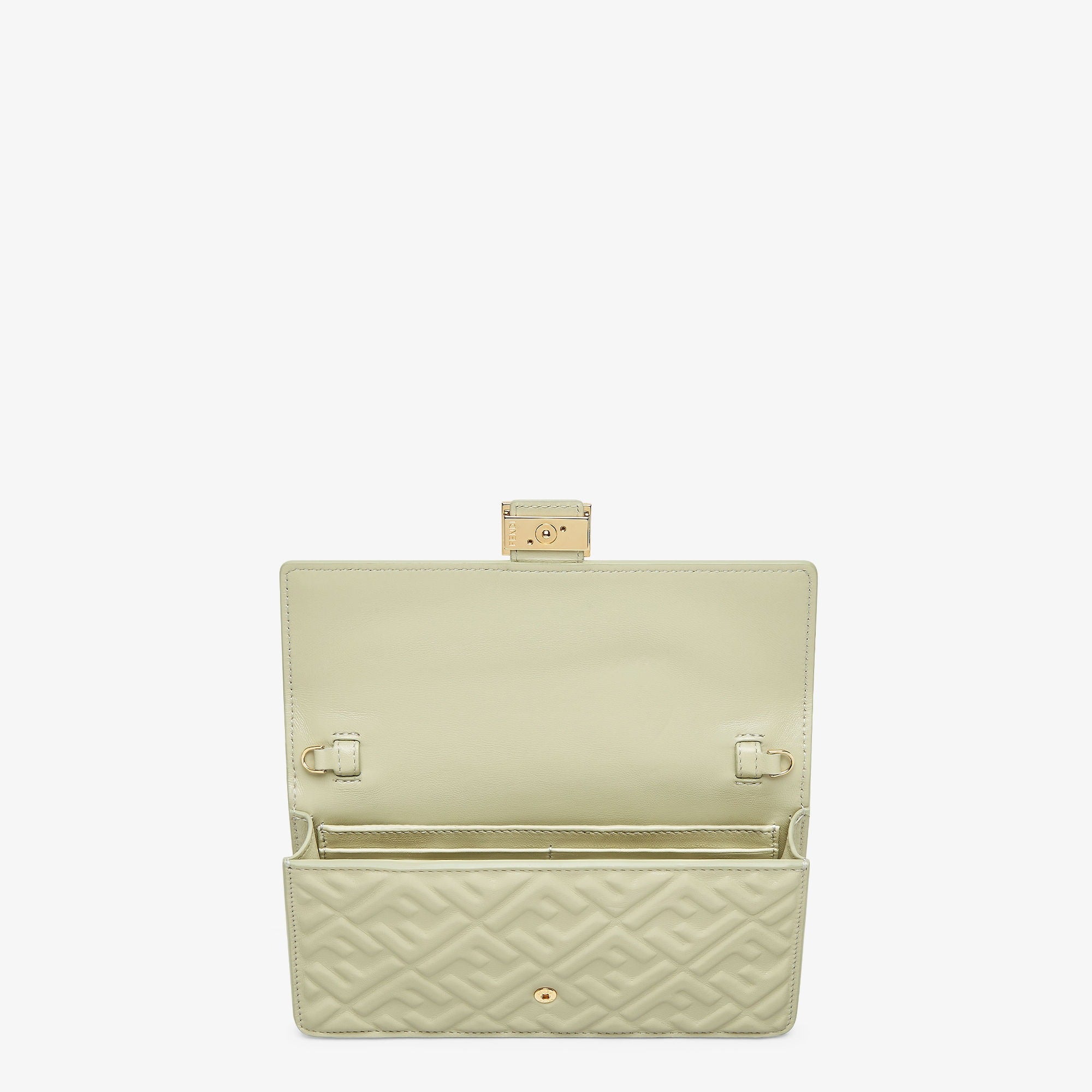 Wallet On Chain Baguette Sage green nappa leather wallet with FF motif