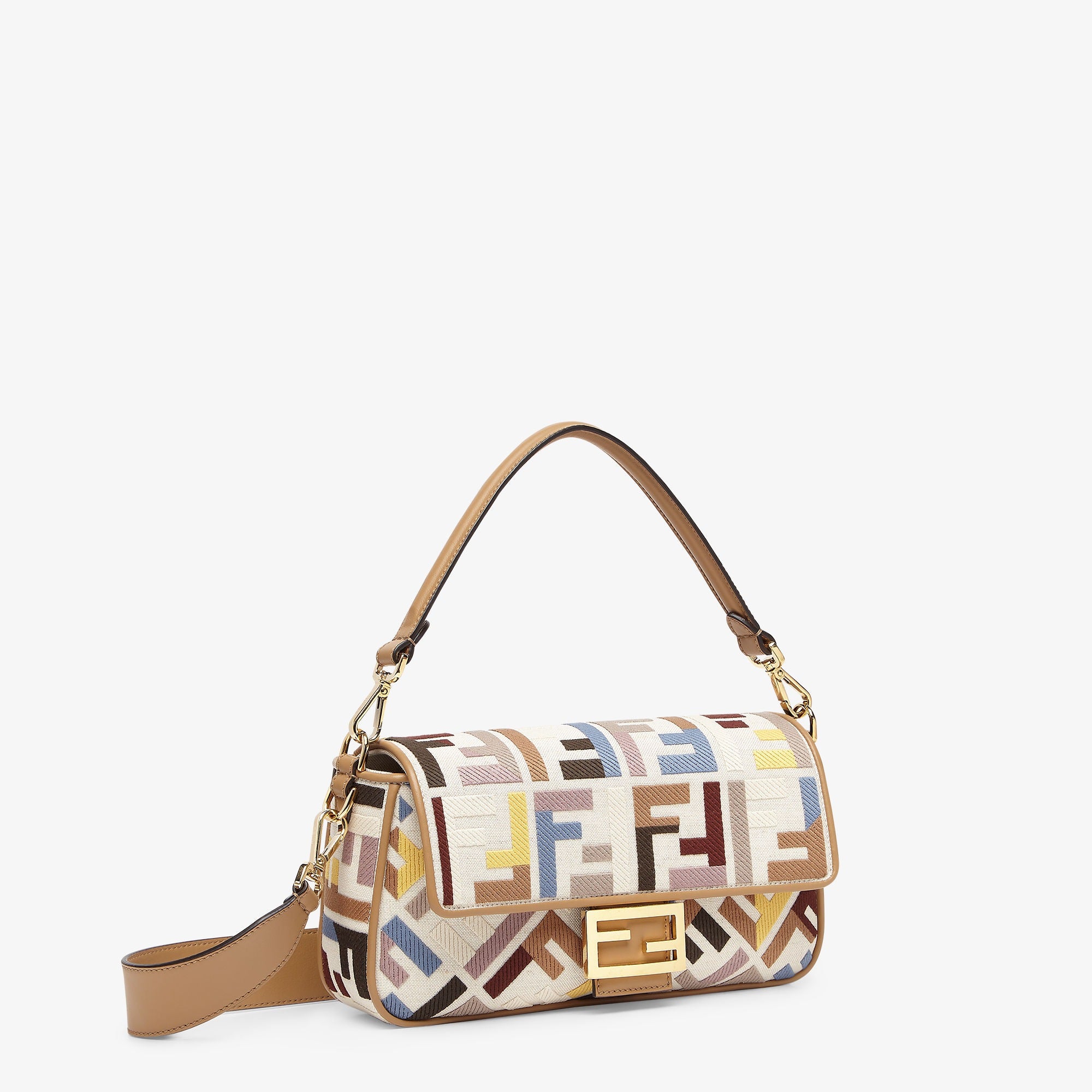 Baguette Multicolor canvas bag with FF embroidery