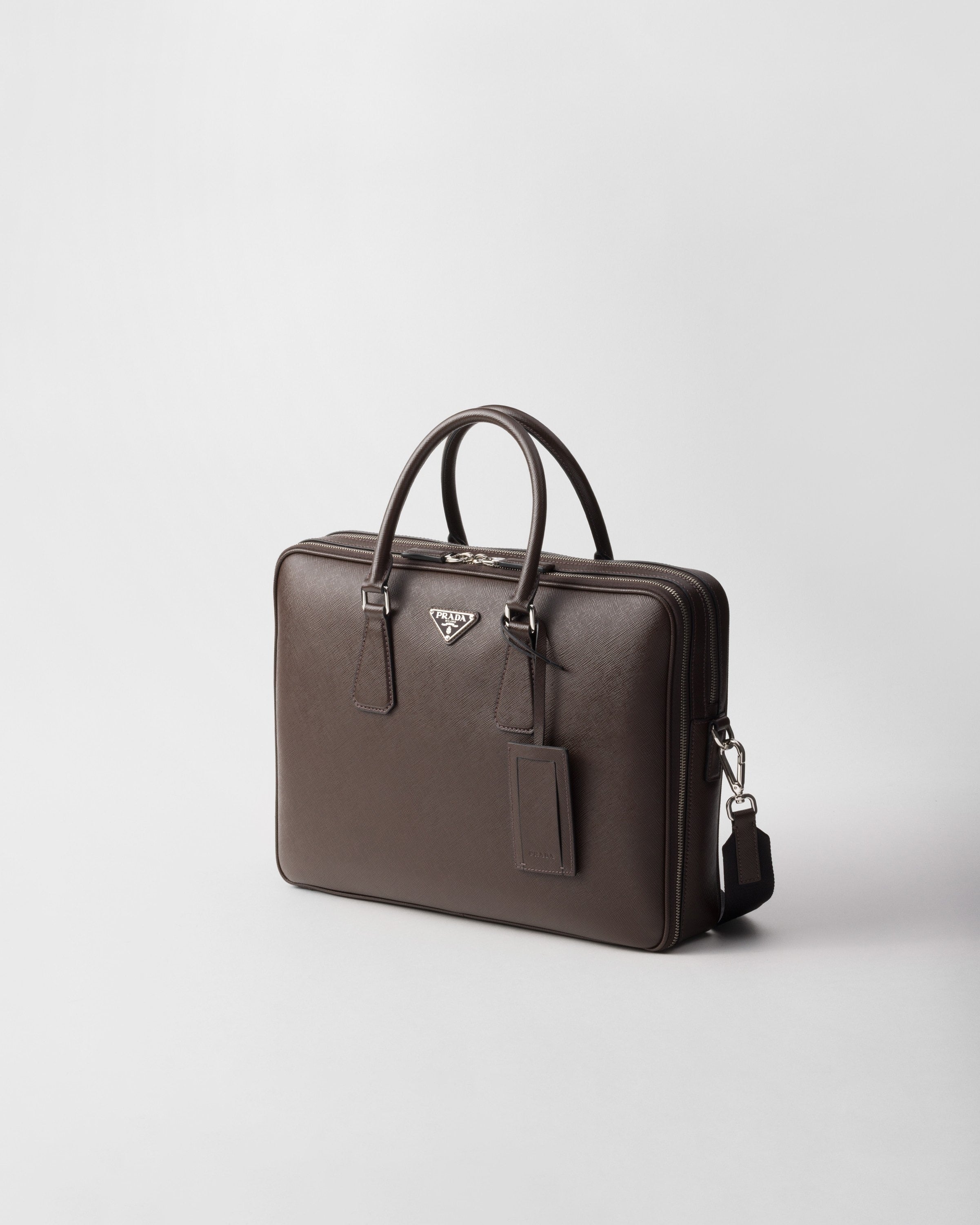 Saffiano leather briefcase Coffee