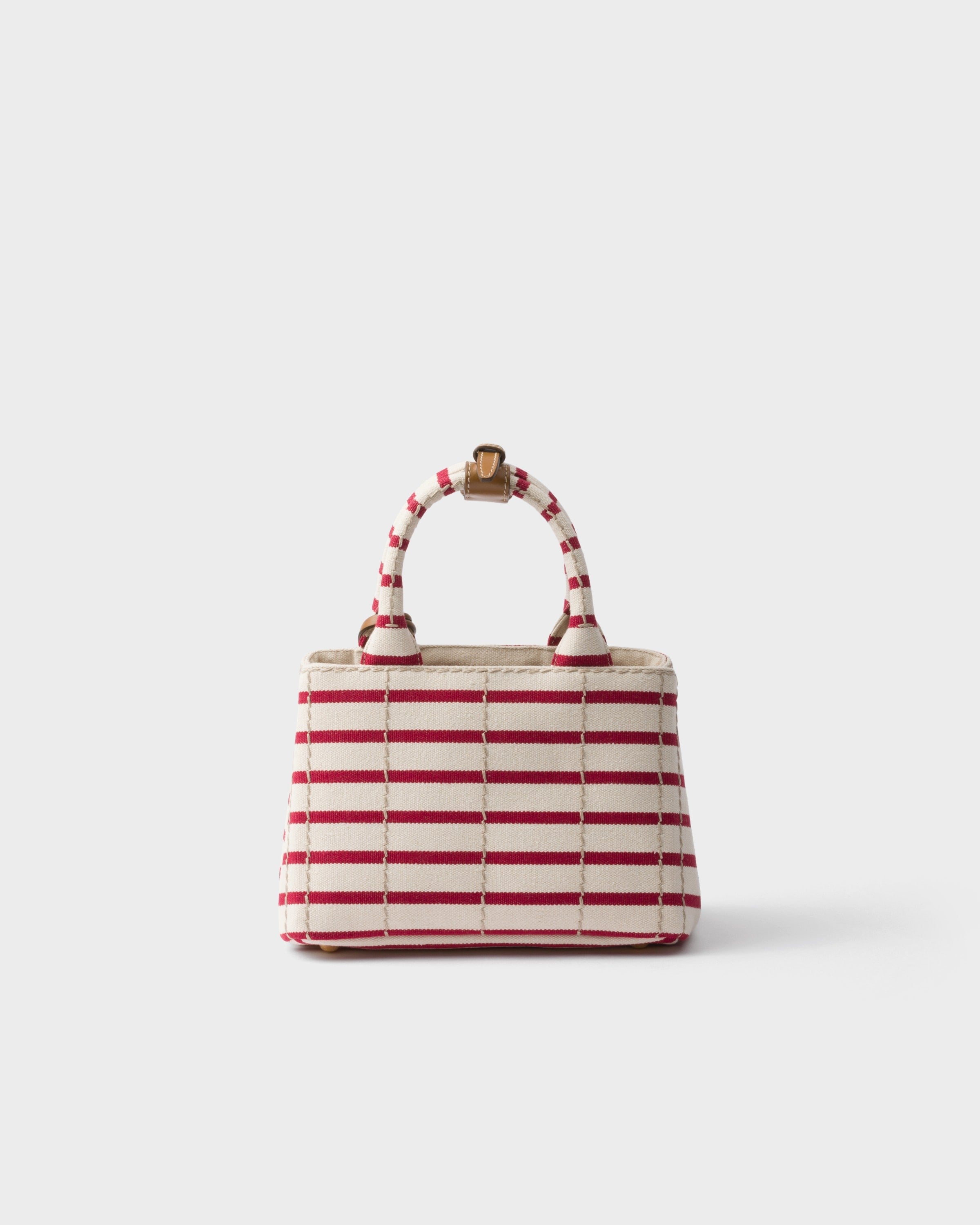 Prada Jardinière striped cotton canvas mini-bag Pomegranate Yellow/Red