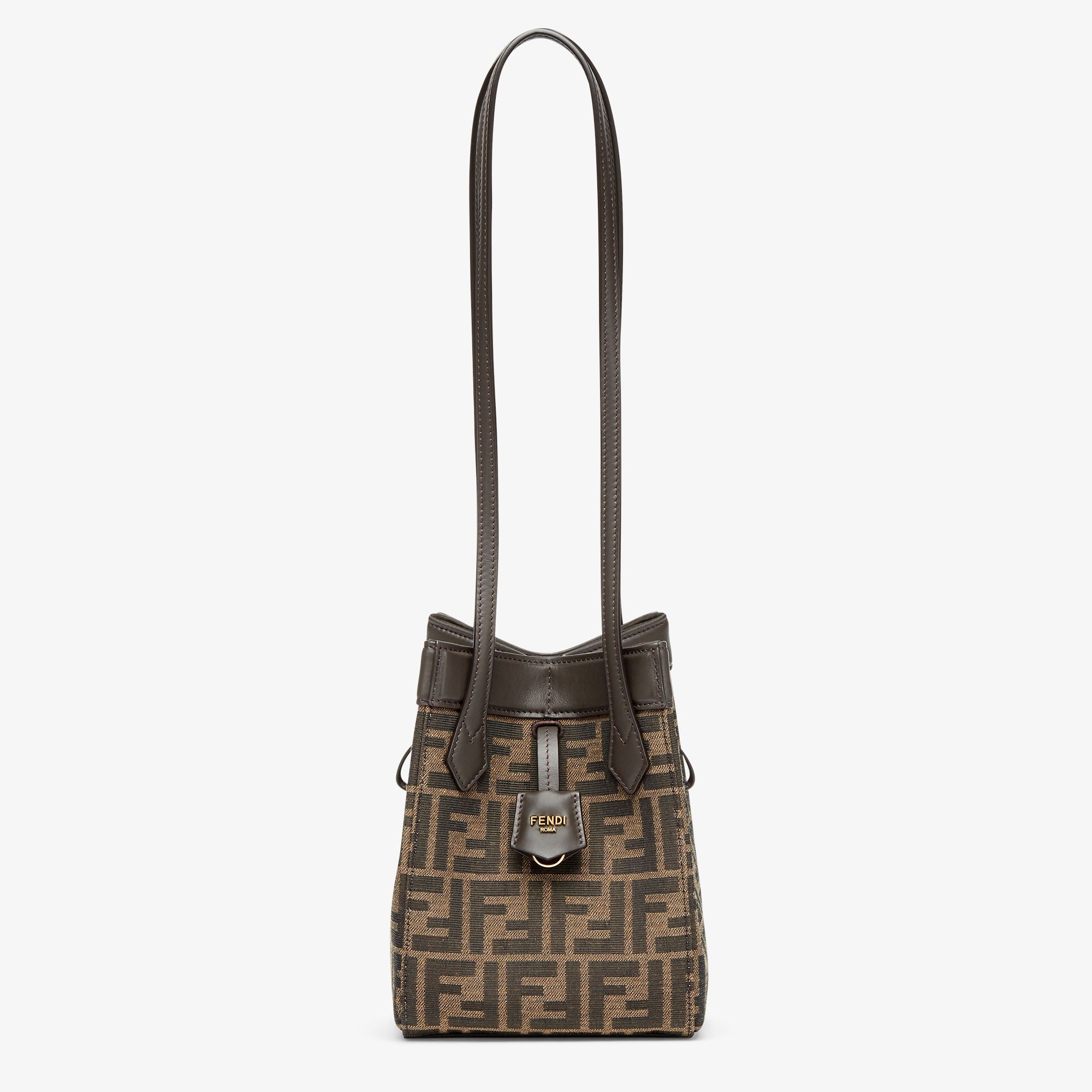 Fendi Origami Mini Brown FF jacquard fabric mini bag that can be transformed