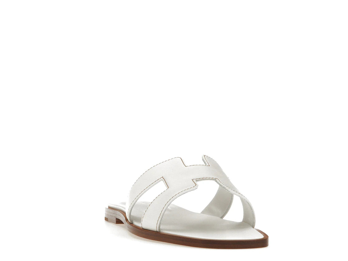 Hermes Oran Sandal Blanc Box Calfskin Leather