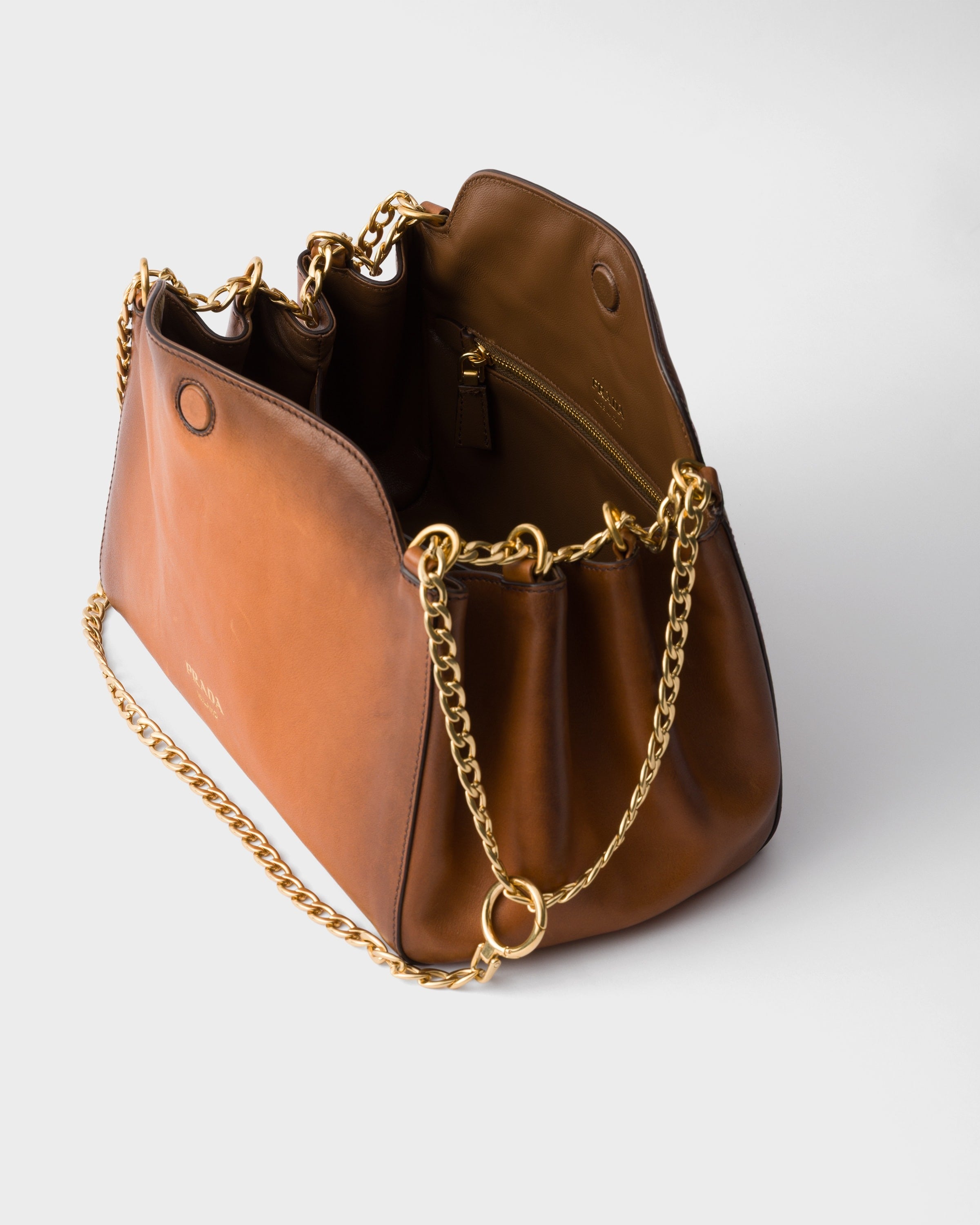 Small Prada Tumulte leather bag Cognac