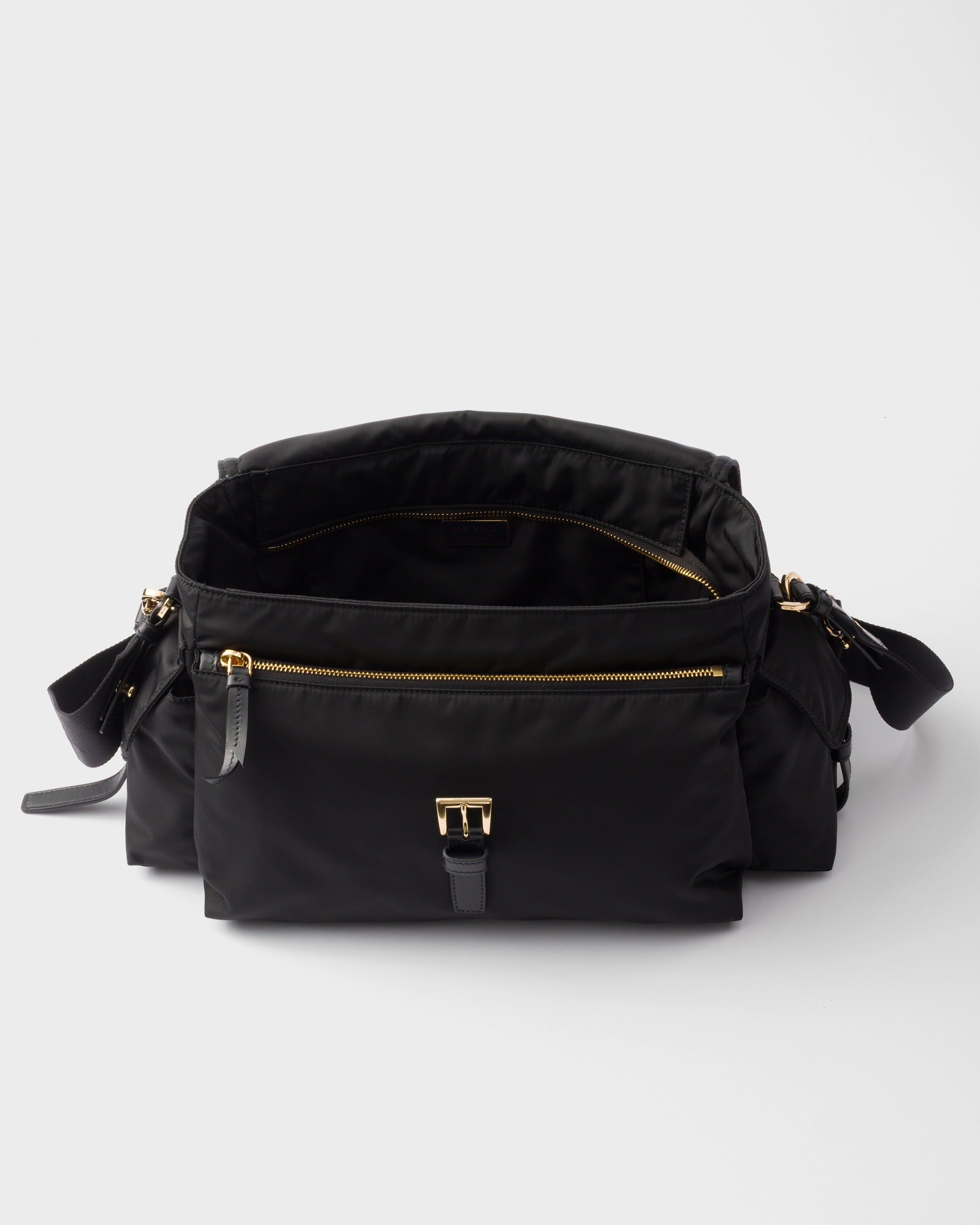Prada Explore large Re-Nylon shoulder bag with flap Black
