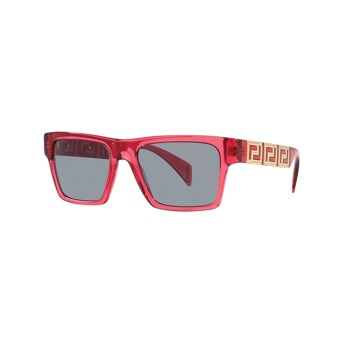 VERSACE VE4445 Transparent Red - Men Luxury Sunglasses, Grey Lens