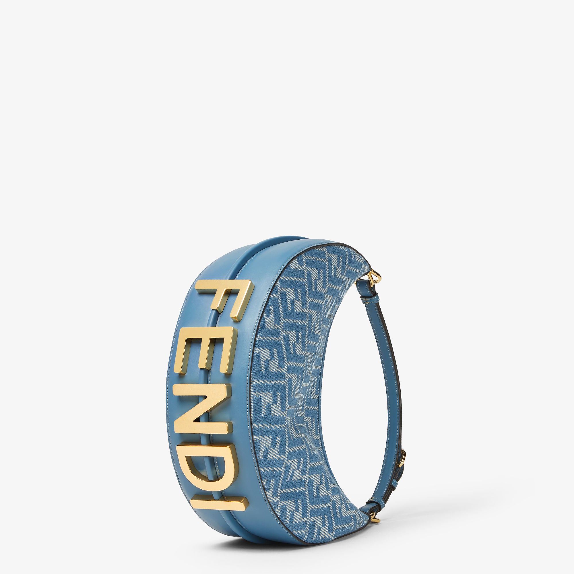 Fendigraphy Small Blue denim-effect FF jacquard bag