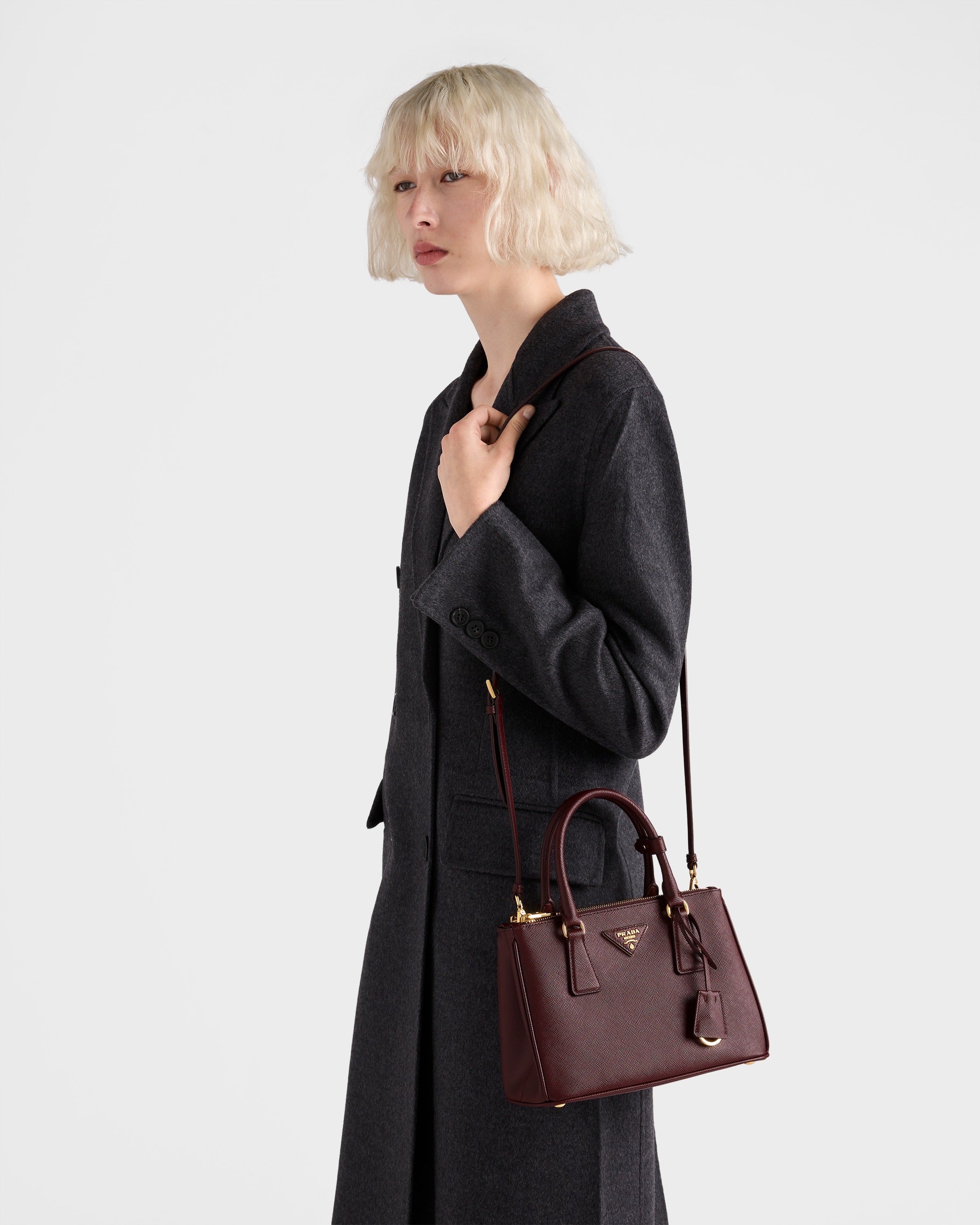 Small Prada Galleria Saffiano leather bag Burgundy