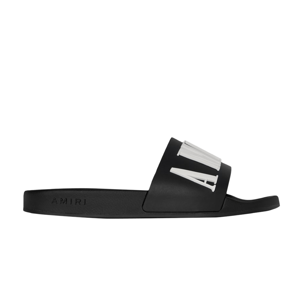 AMIRI Pool Slide Debossed Logo Black Black White