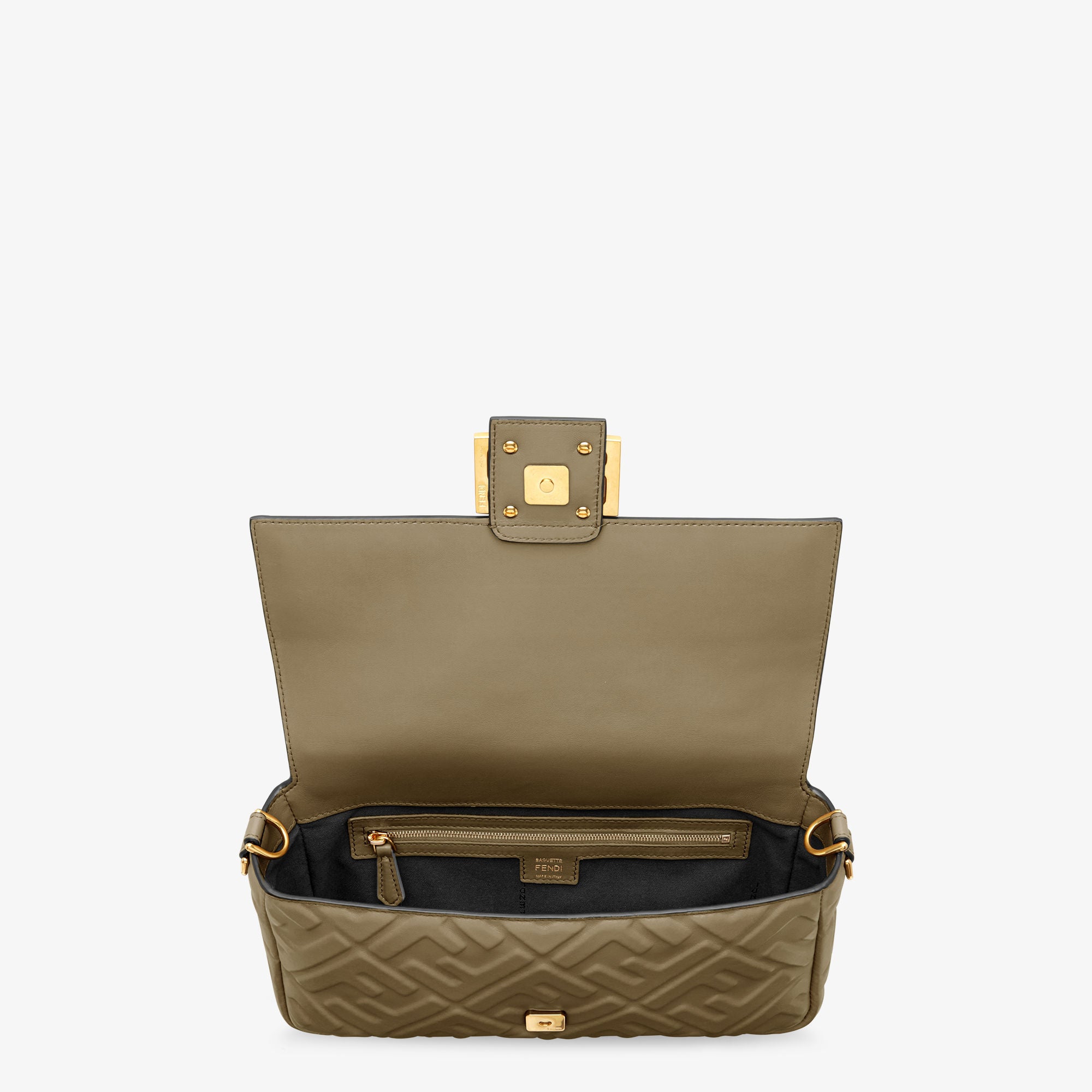 Baguette Green nappa leather bag