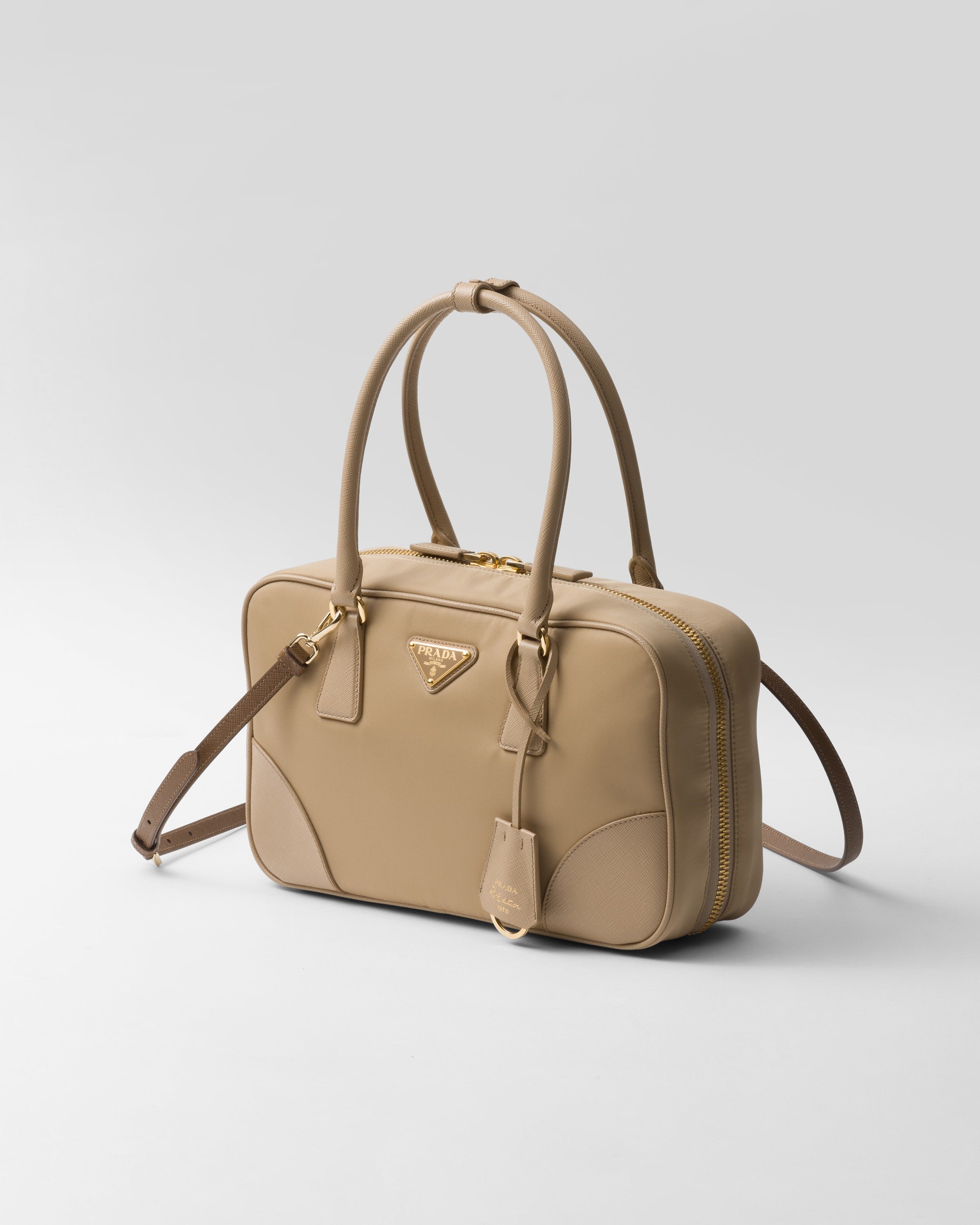 Prada Re-Edition 1978 medium Re-Nylon and Saffiano leather two-handle bag Camel Brown