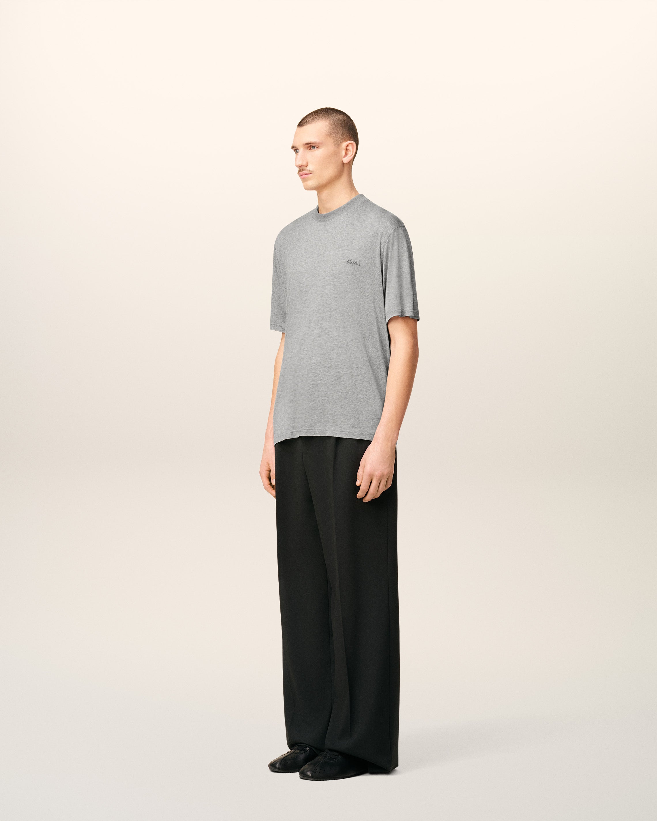Grey Cotton Short Sleeves T-shirt HEATHER GREY
