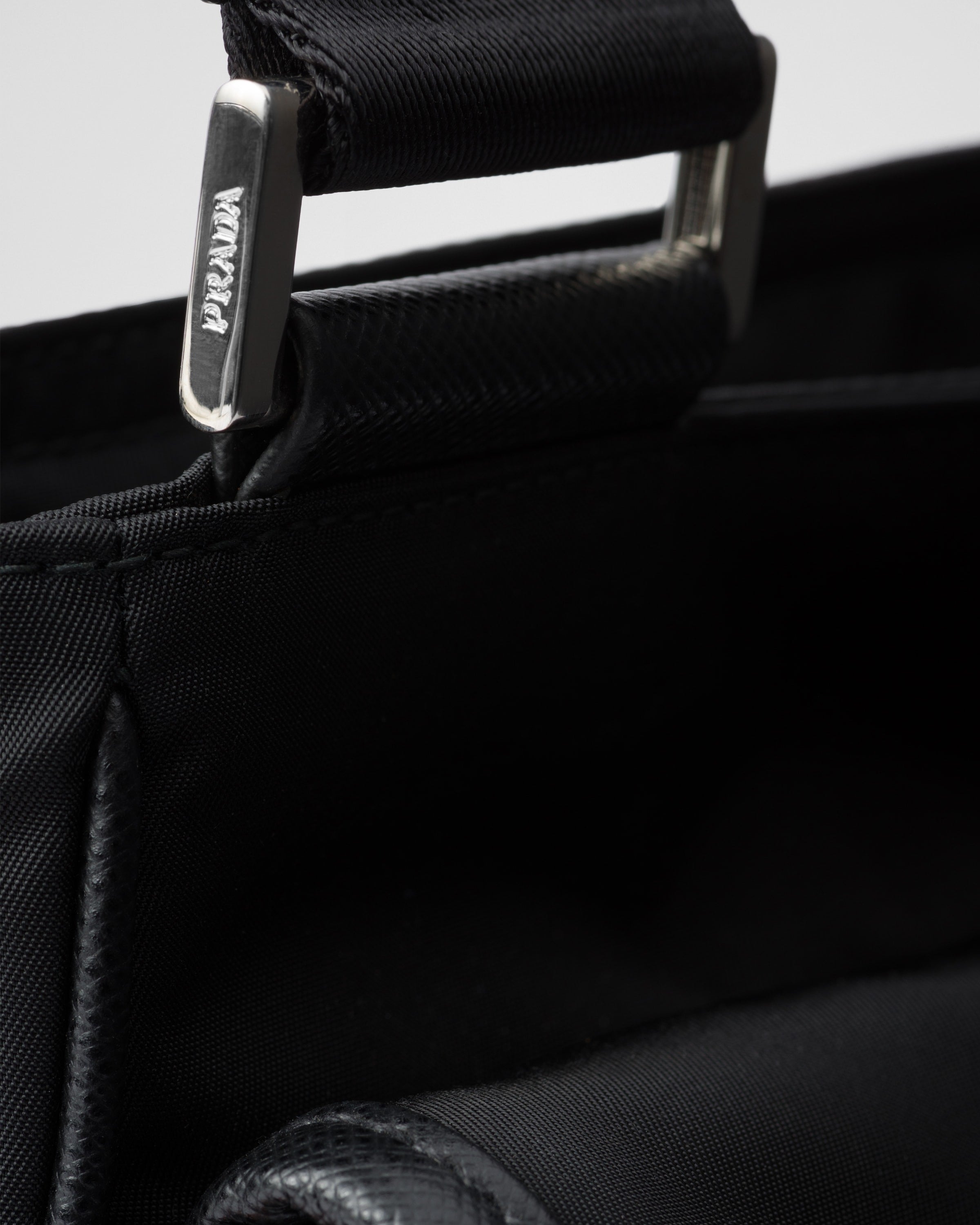 Re-Nylon and Saffiano leather shoulder bag Black