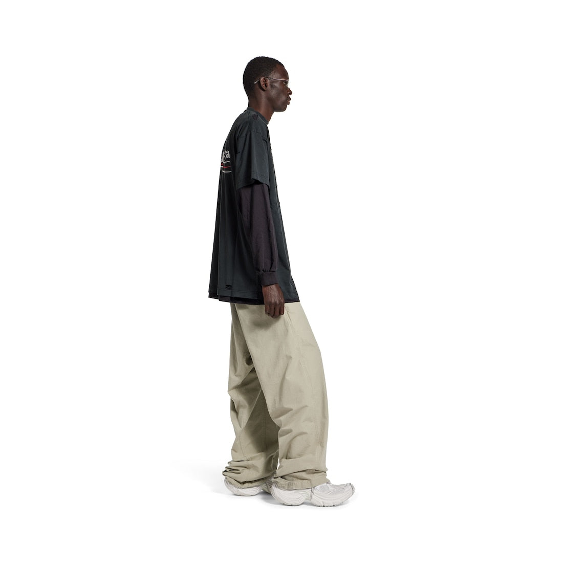 Men's Political Campaign Long Sleeve Layered T-shirt in Black