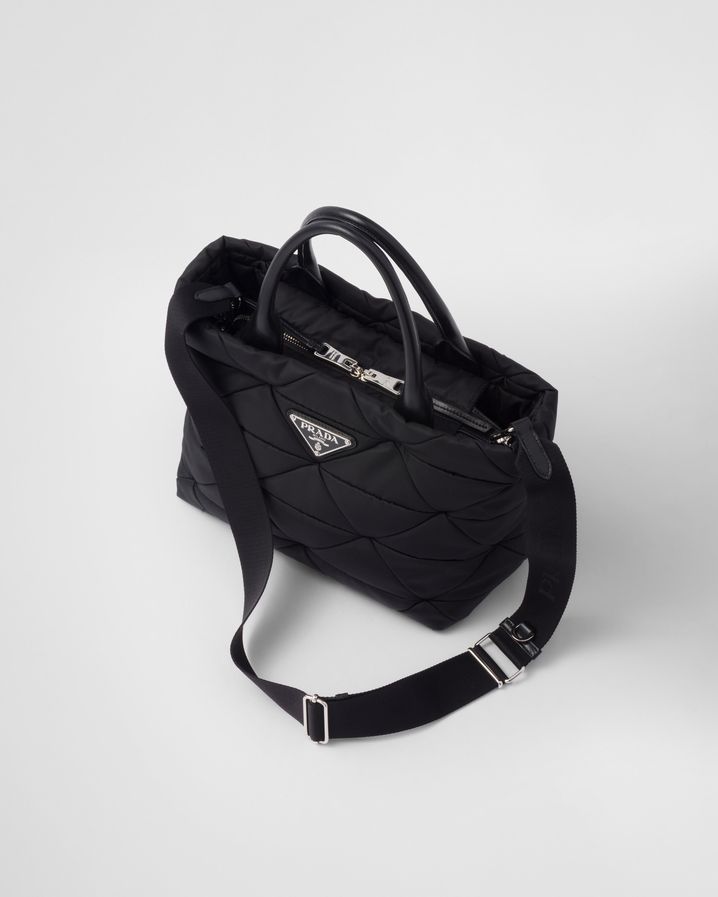 Small Re-Nylon padded tote bag Black