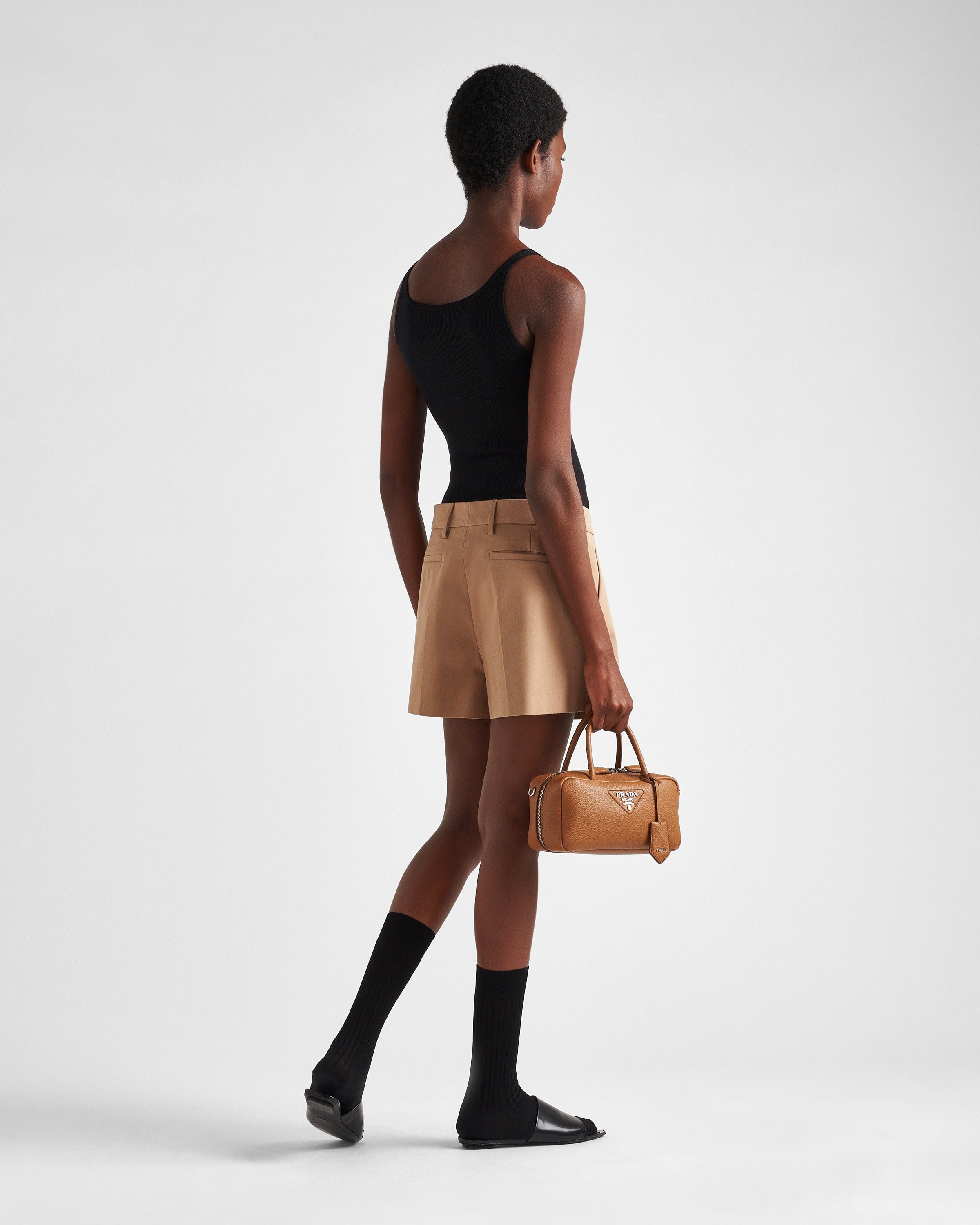 Silk tank top with logo Black