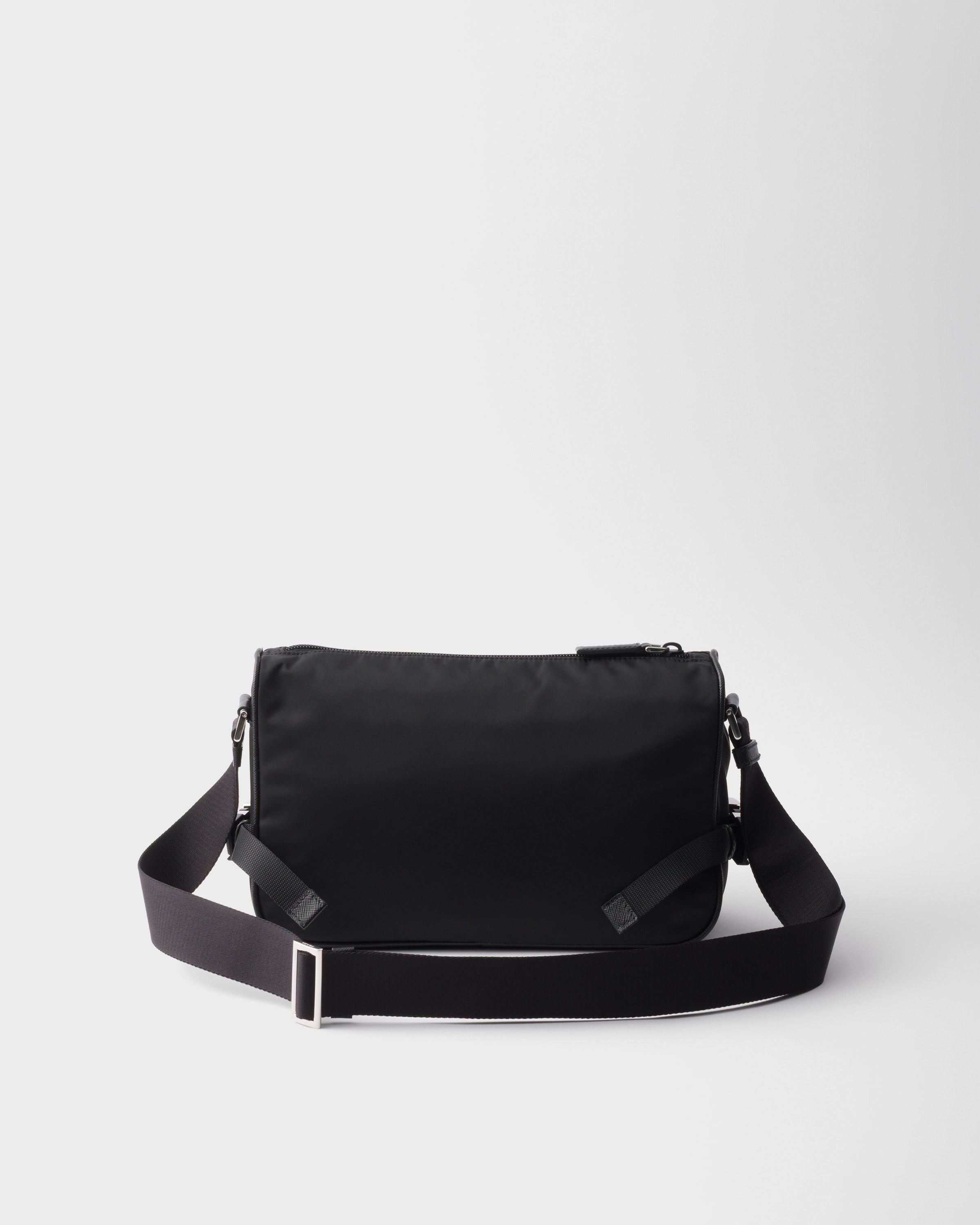 Medium Re-Nylon and Saffiano leather shoulder bag Black