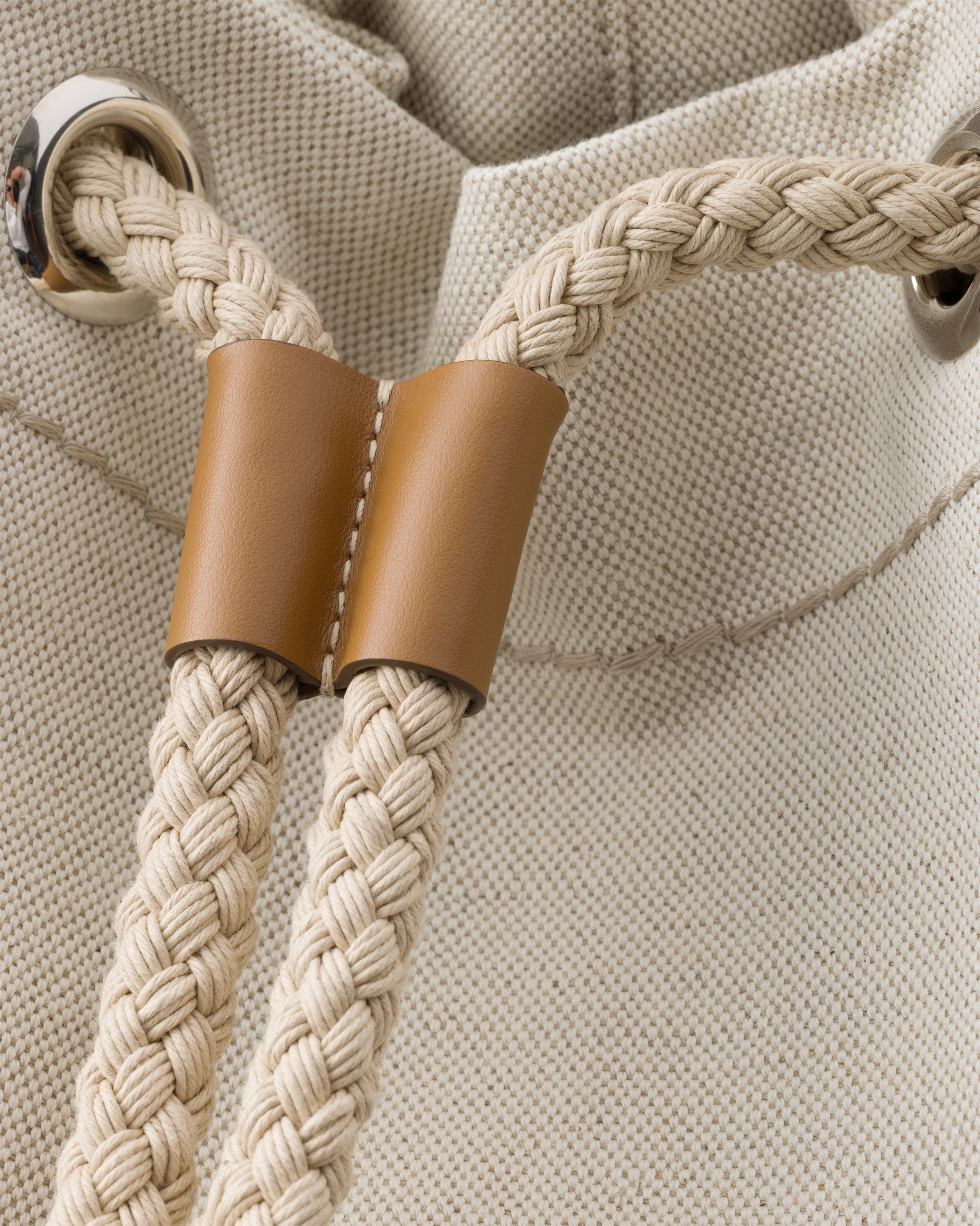 Linen blend drawstring duffel bag Natural