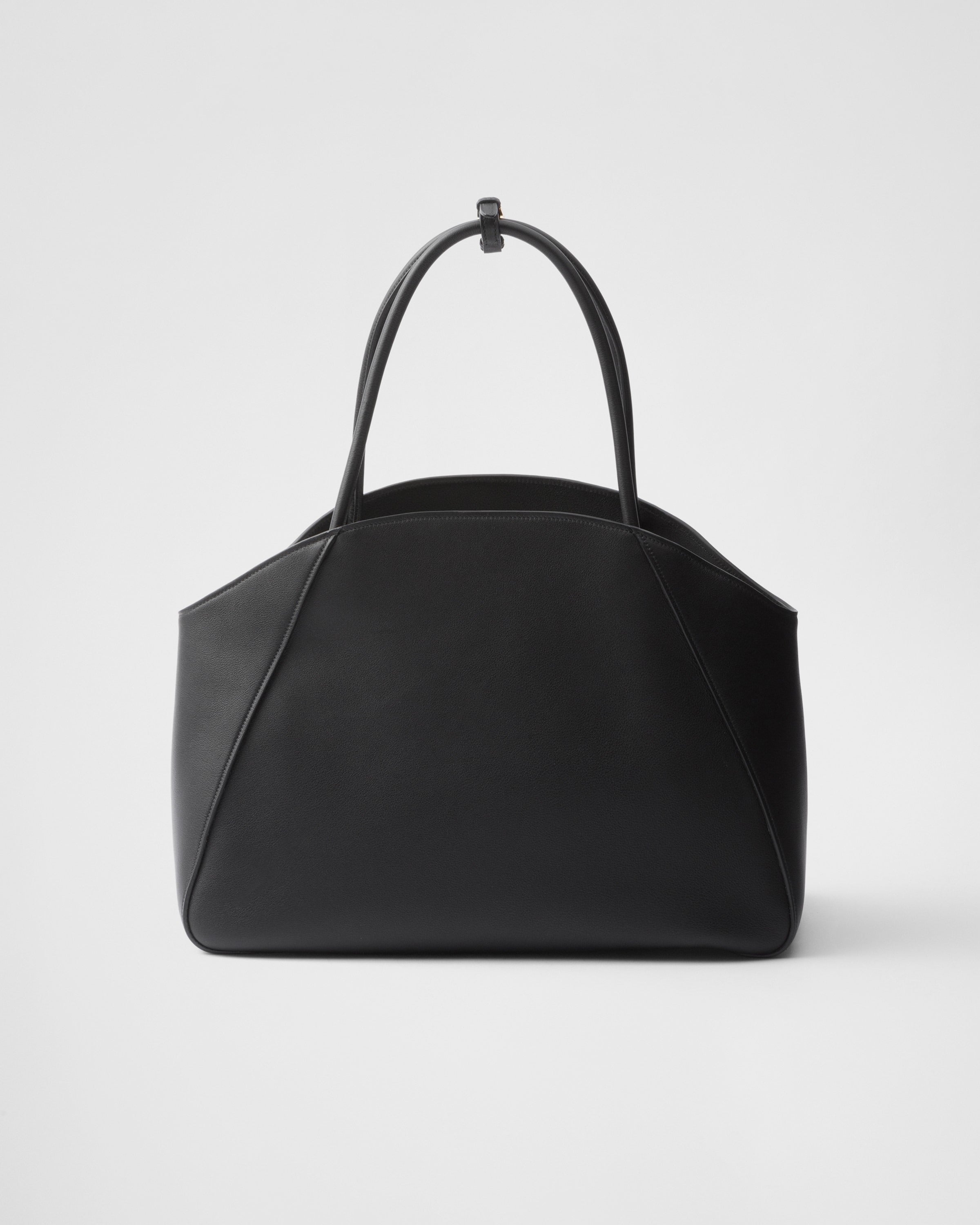 Large leather tote bag Black
