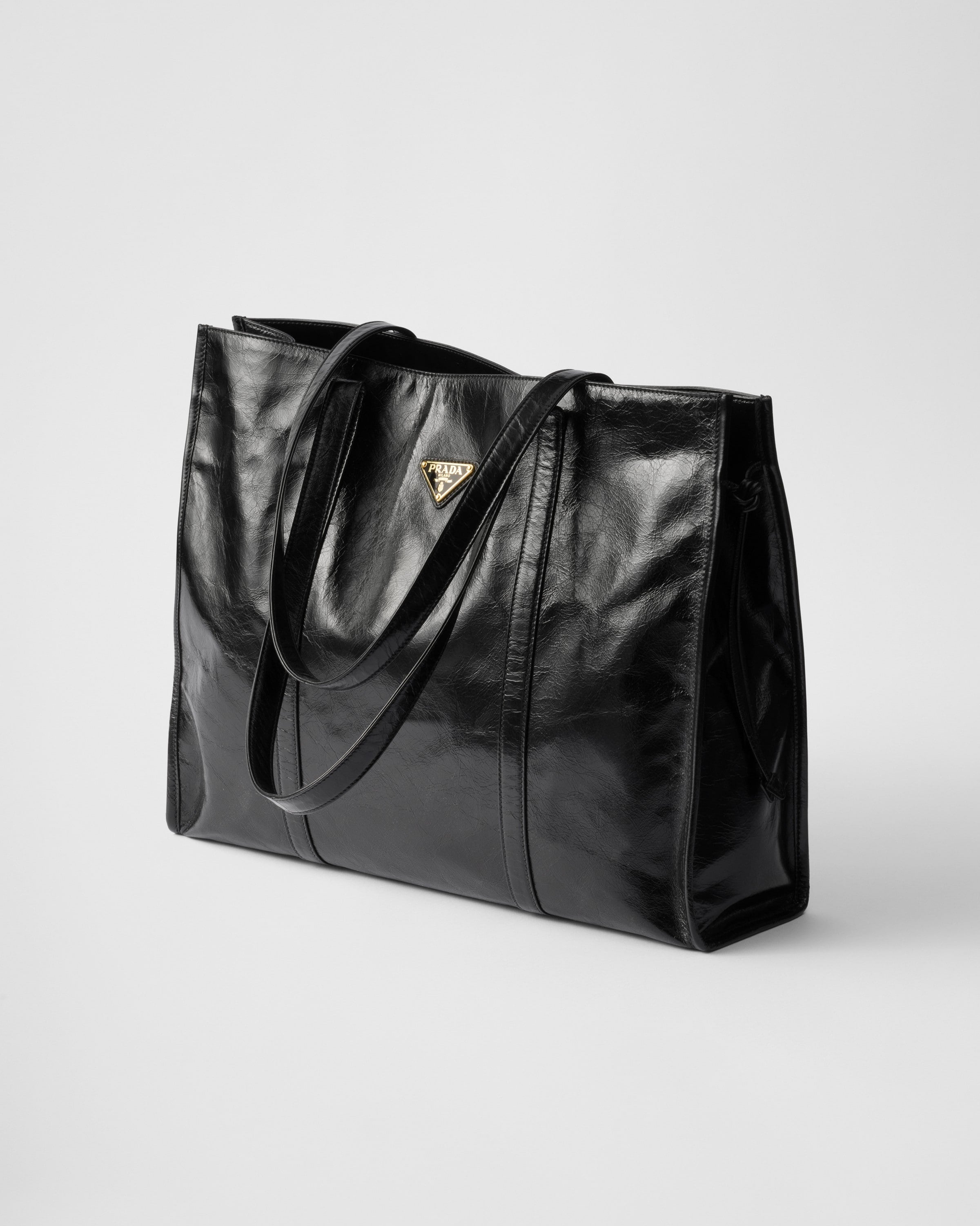 Large leather tote bag Black