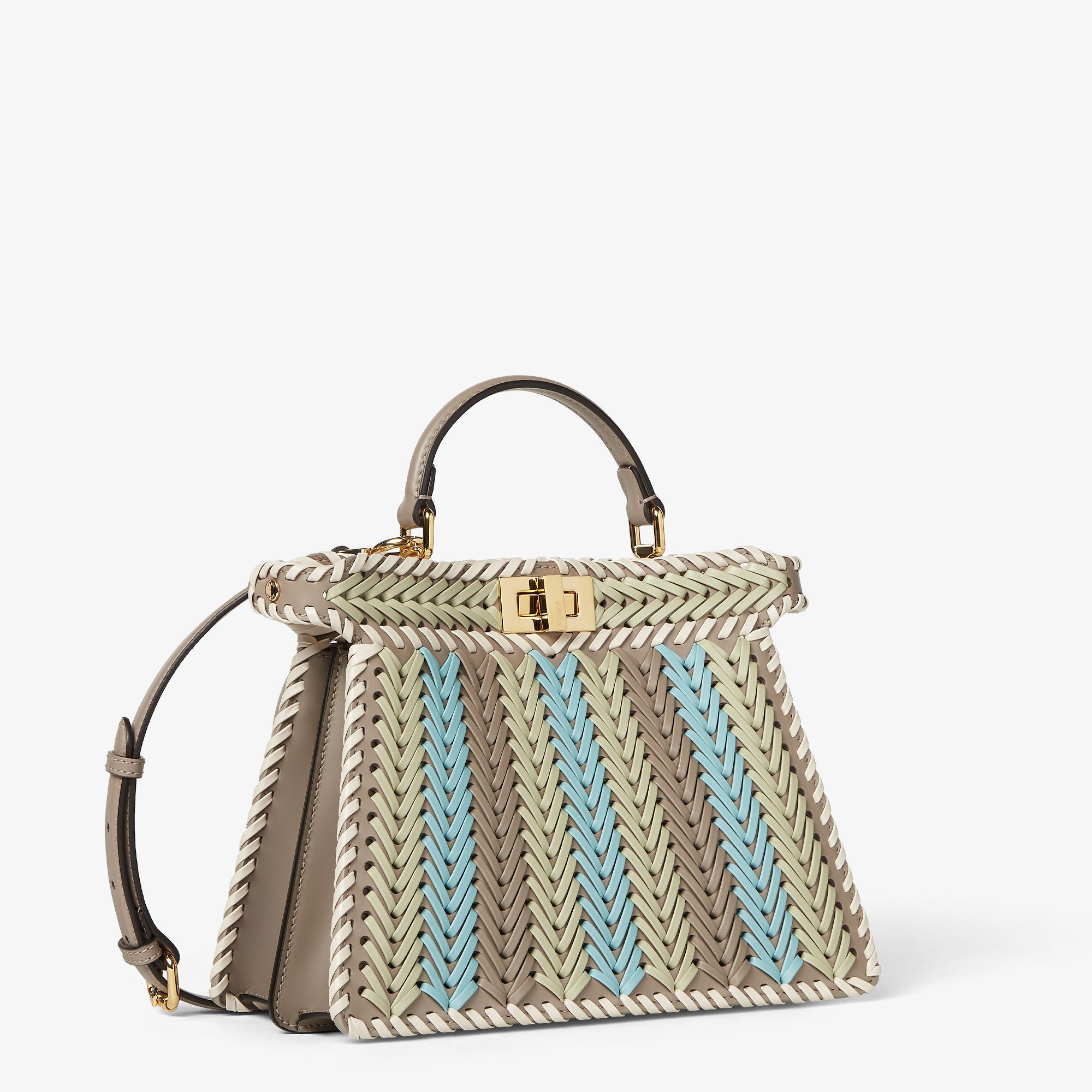 Peekaboo ISeeU Small Multicolor interlaced leather bag