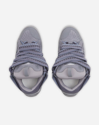 LEATHER CURB SNEAKERS - LIGHT GREY