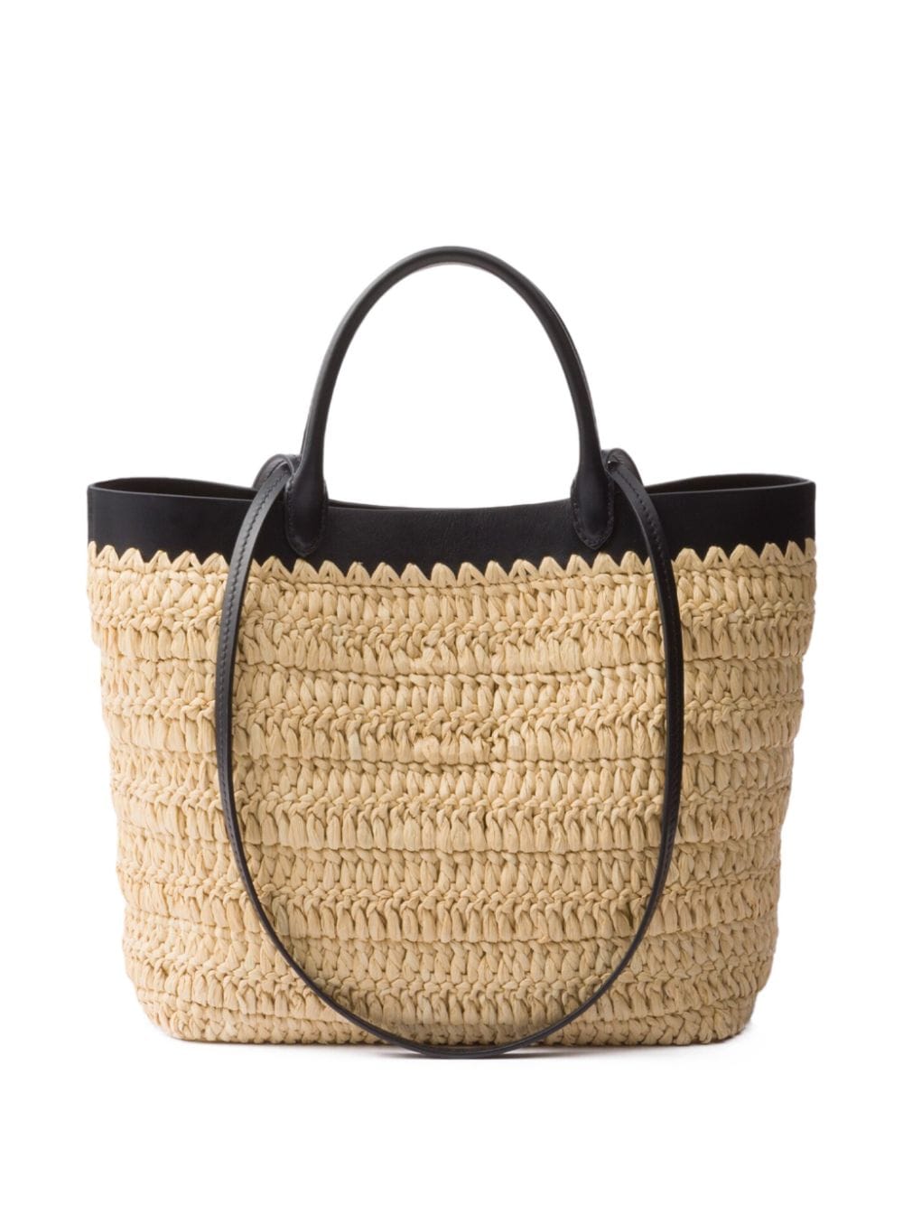 Prada leather-trimmed Woven Tote Bag