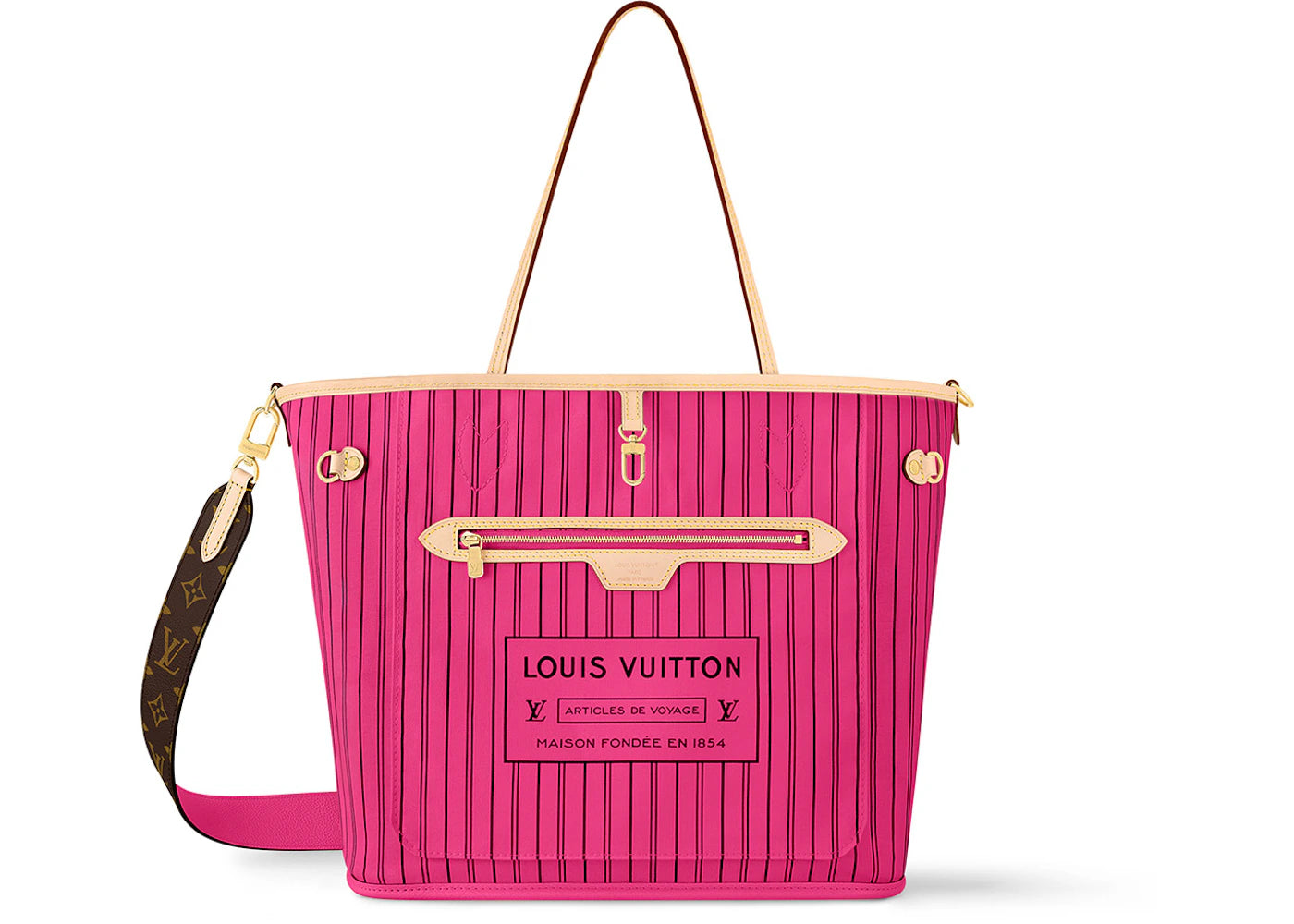 Louis Vuitton Neverfull Bandouliere MM Inside Out Monogram/Rose Pondichery