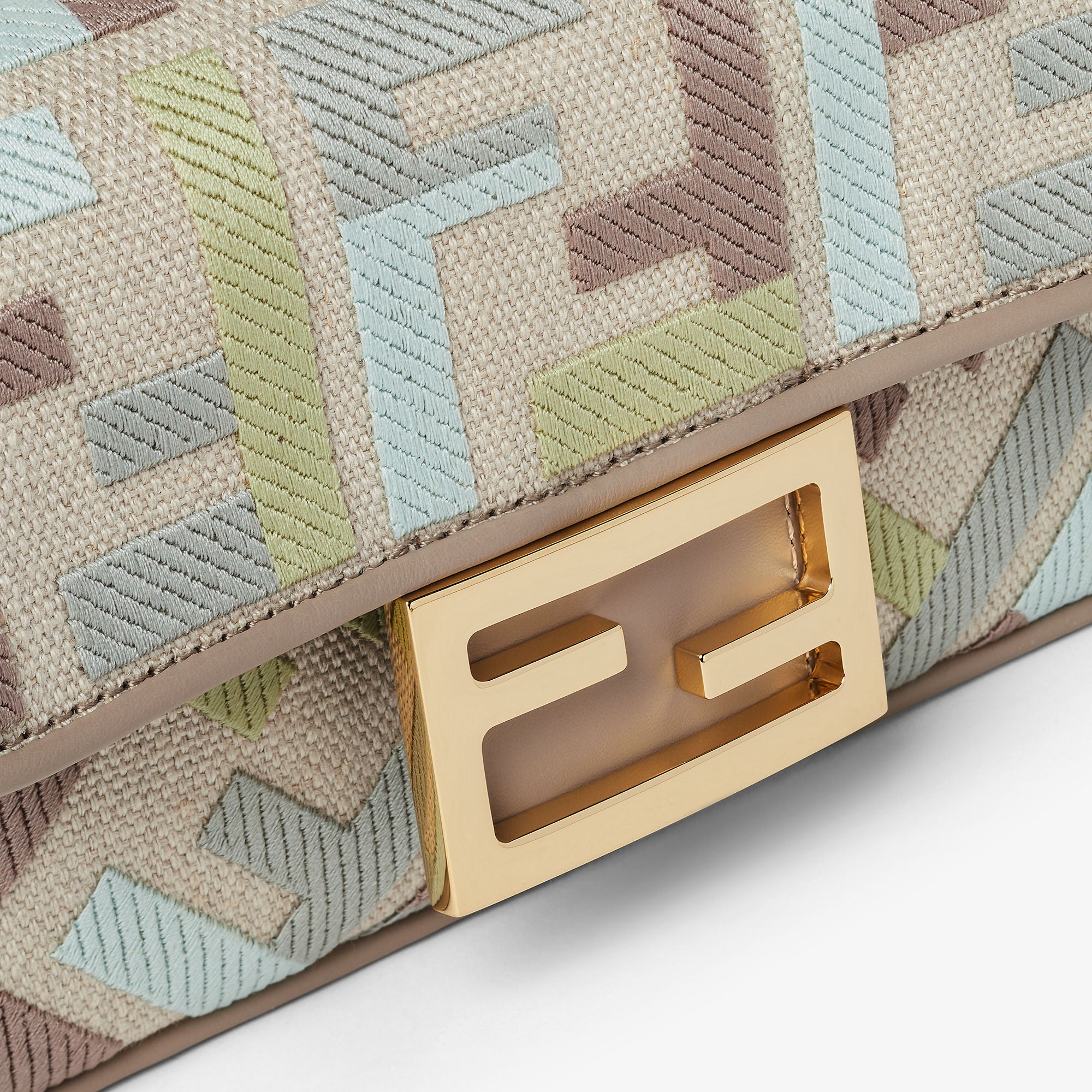 Baguette Mini Canvas bag with multicolor FF embroidery