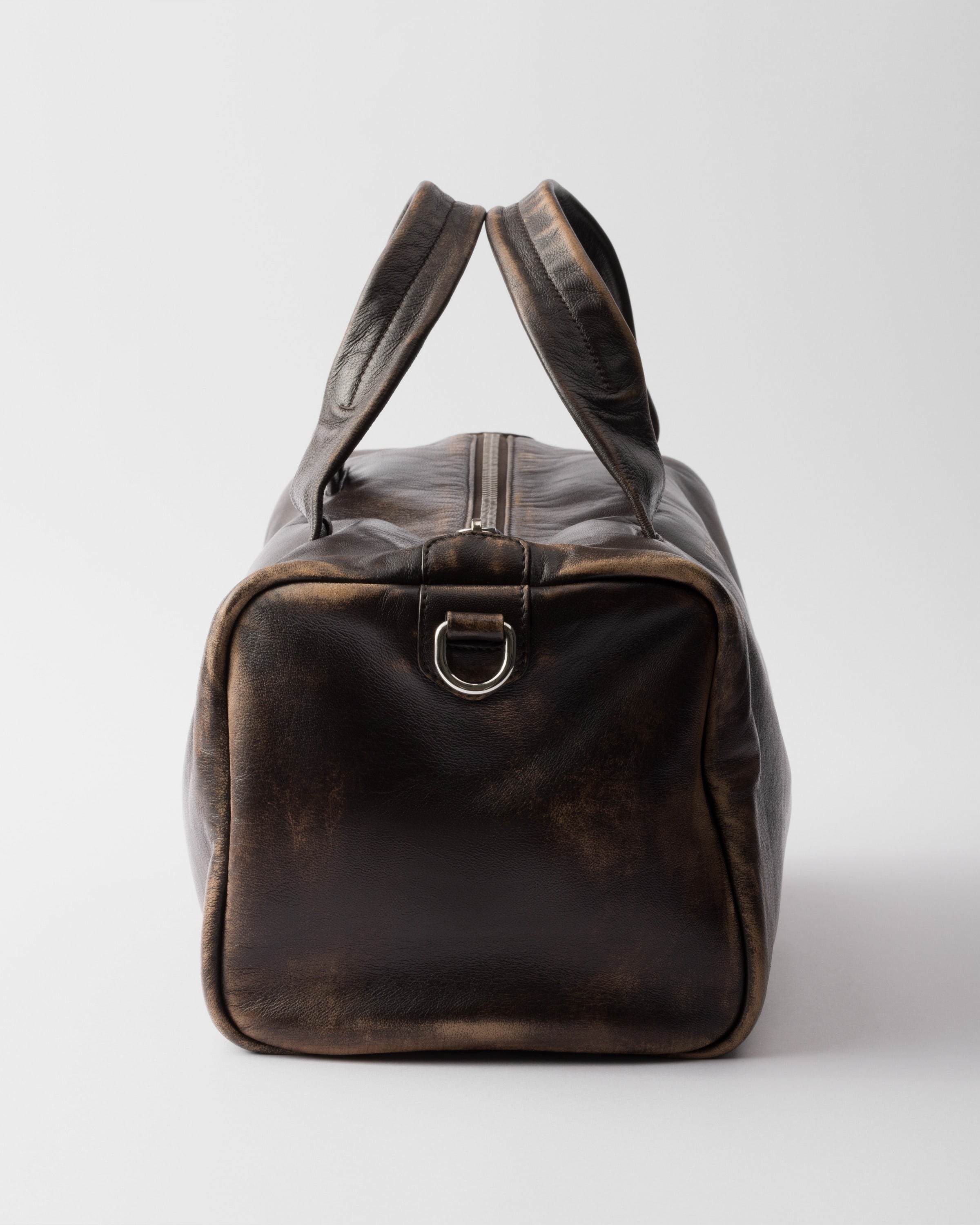 Small nappa leather duffle bag Dark Brown