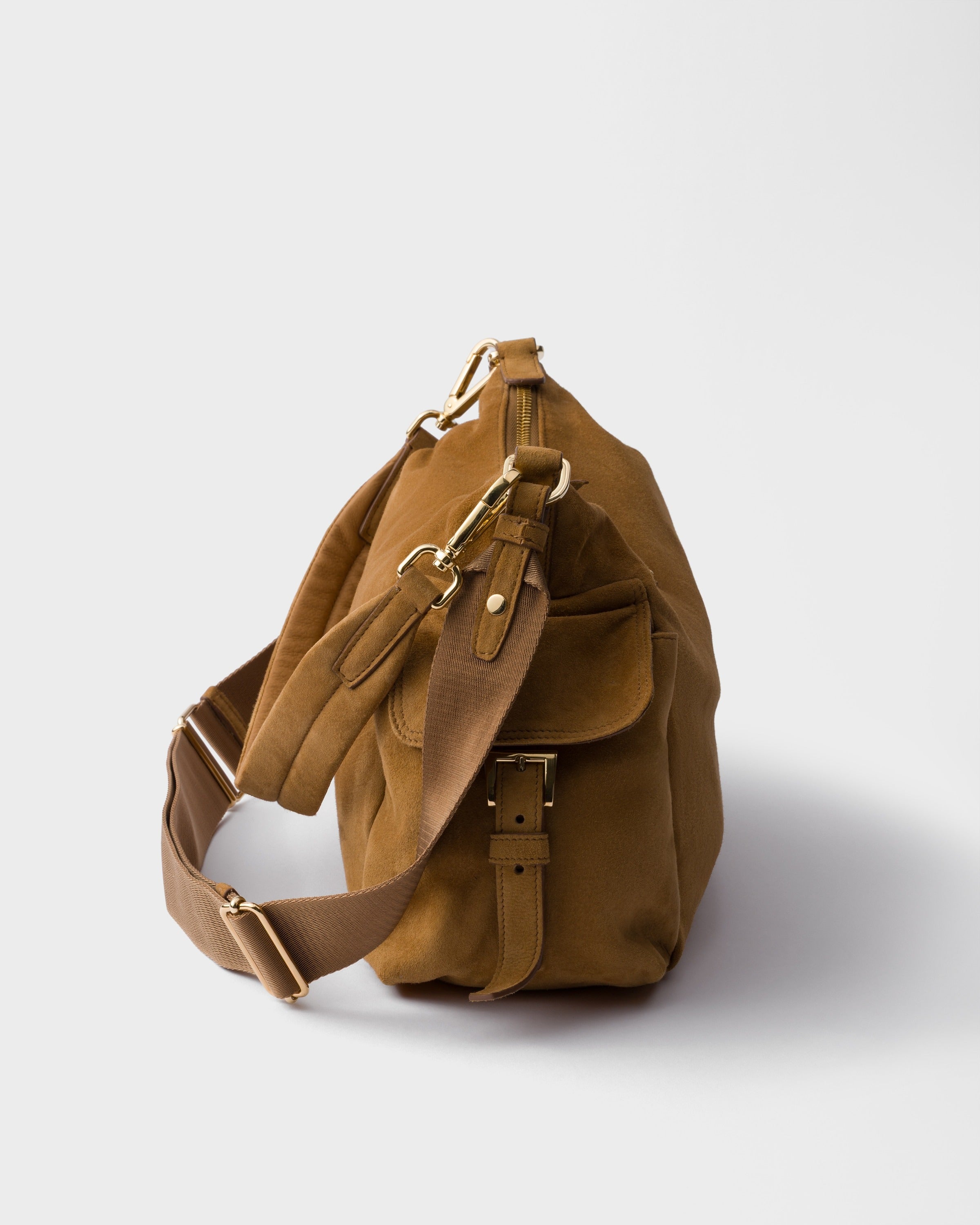 Large Prada Explore suede bag Cinnamon