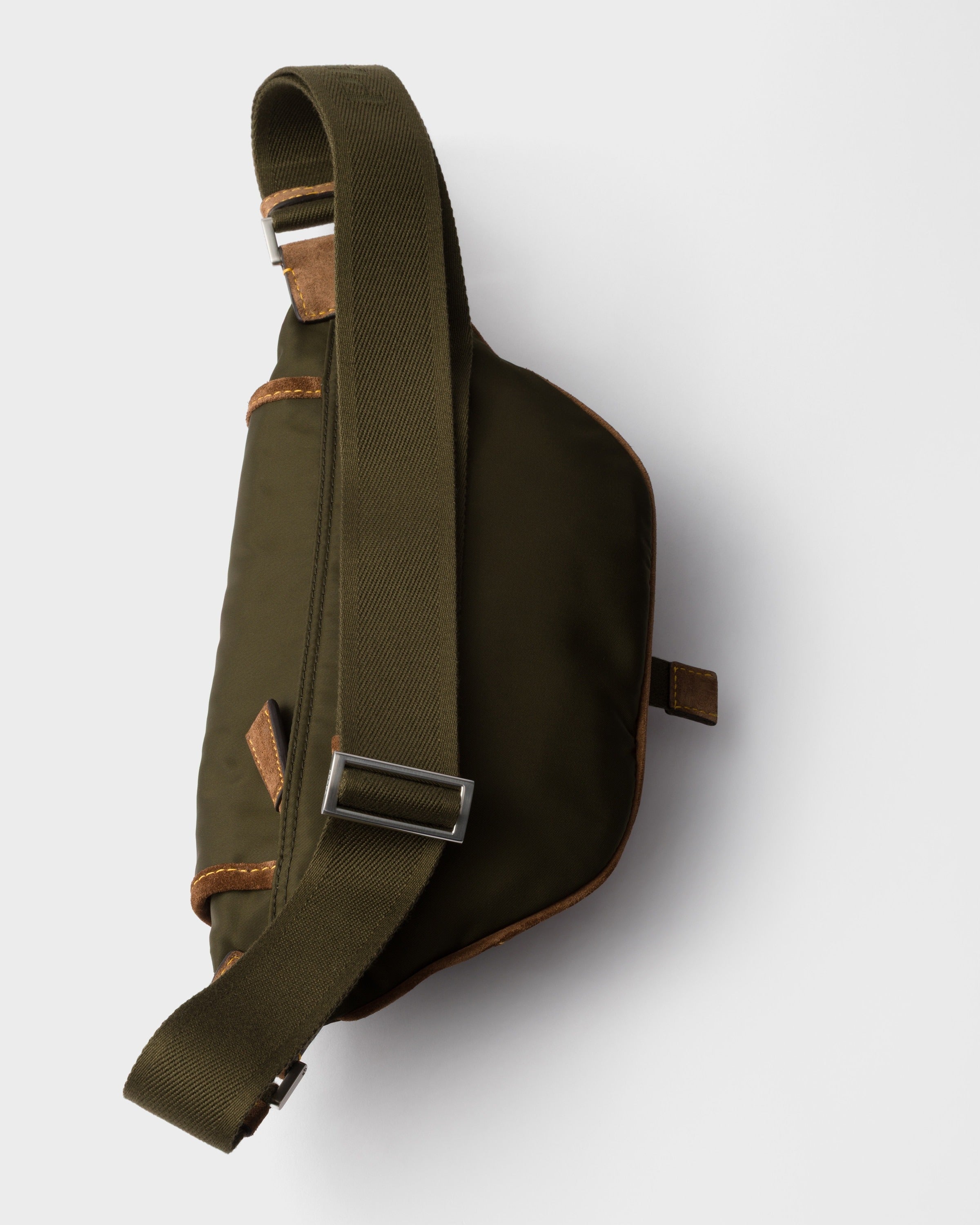 Re-Nylon and suede belt bag Musk Green/Cocoa