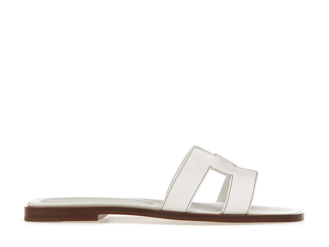 Hermes Oran Sandal Blanc Box Calfskin Leather