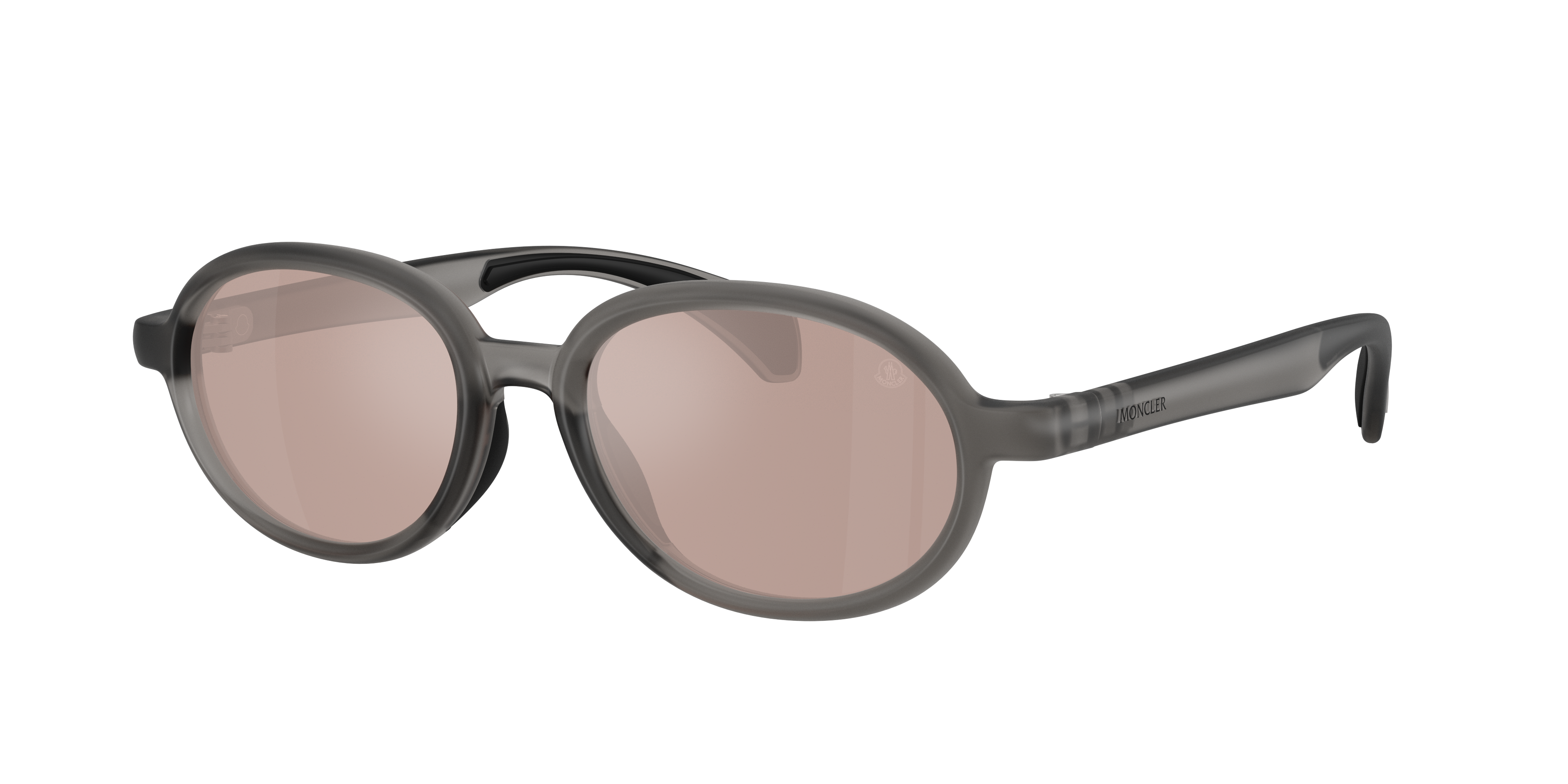 MONCLER ME8006 Caprice Shiny Grey - Unisex Sunglasses, Light Pink Mirror Silver Lens