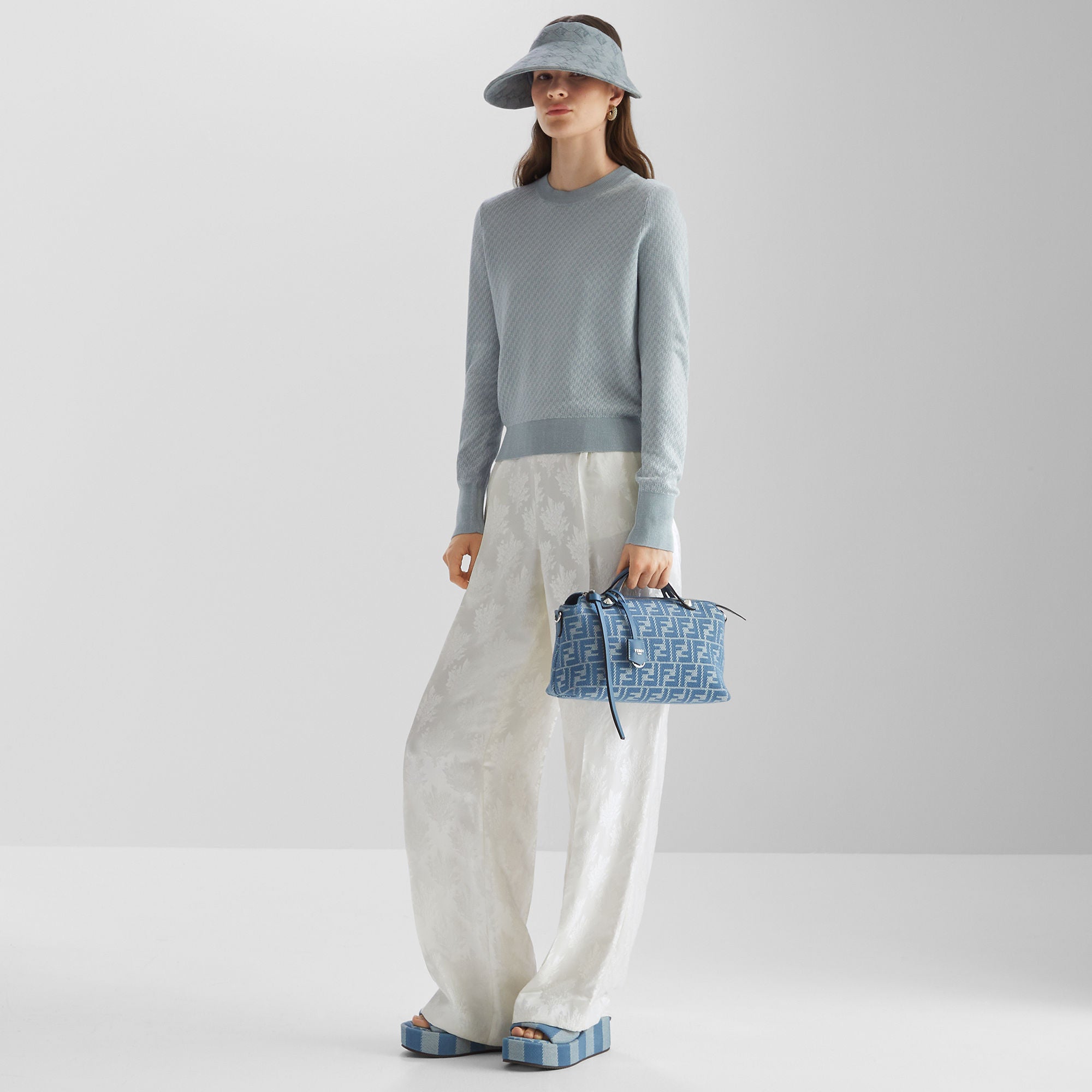 By The Way Soft Medium Blue denim-effect FF jacquard bag