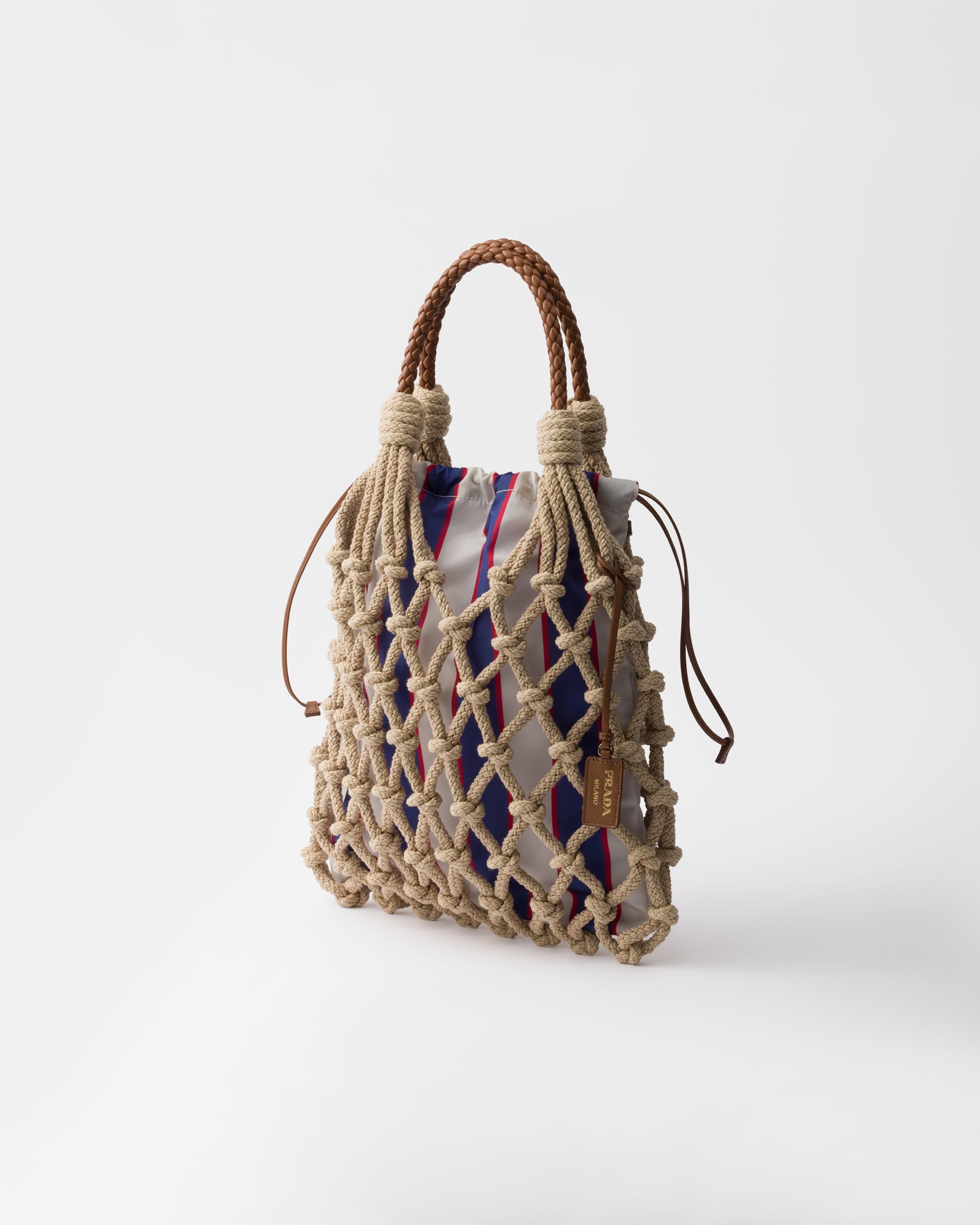 Prada Noué medium cotton macramé bag Cord/Royal Blue