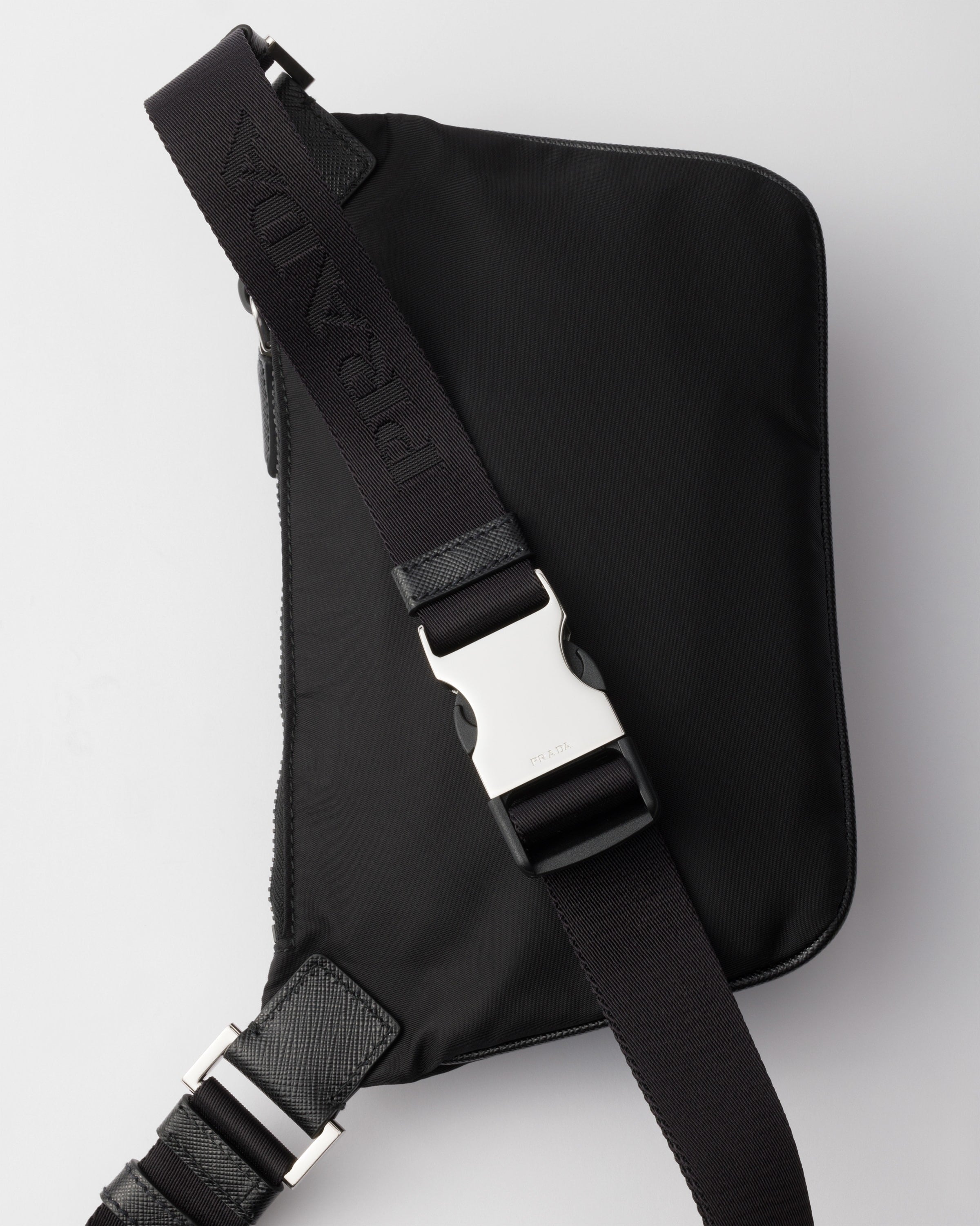 Re-Nylon and Saffiano leather shoulder bag Black
