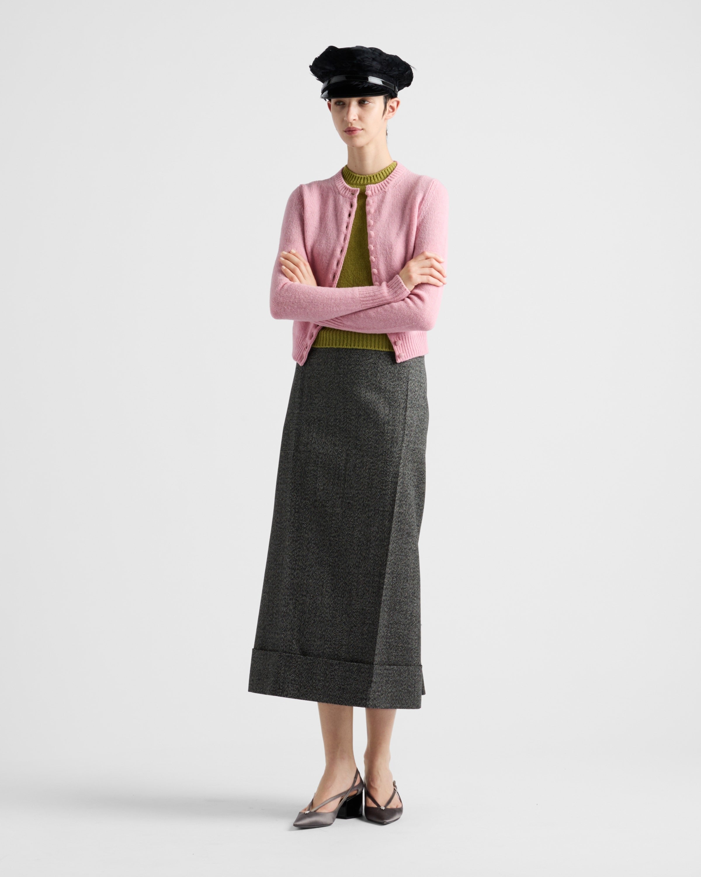 Short-sleeved cashmere sweater Pistachio Green