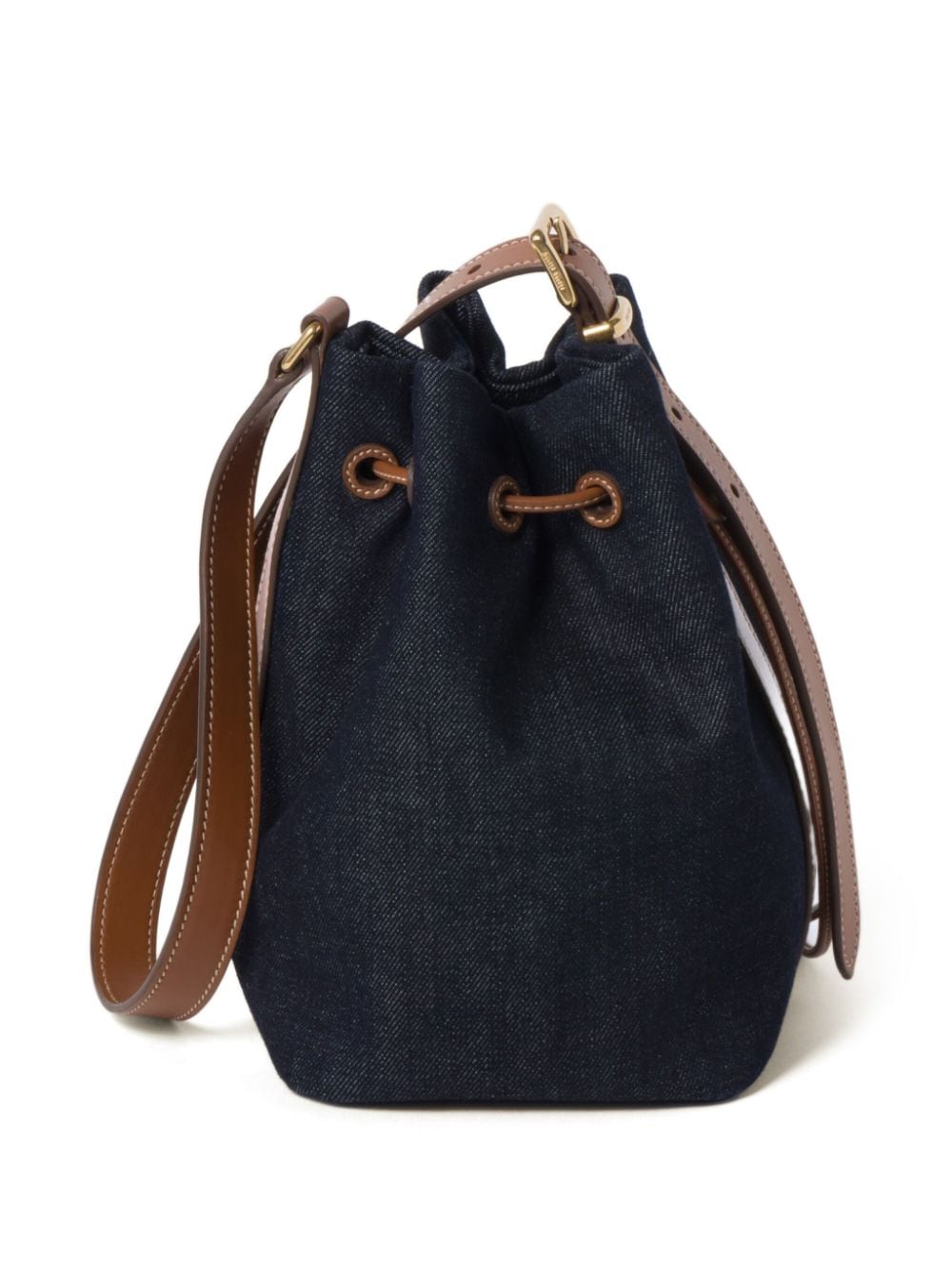 Miu Miu logo-lettering Denim Bucket Bag