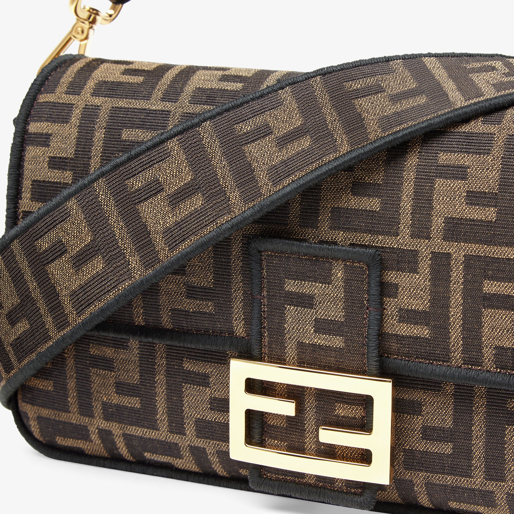 Baguette Brown FF jacquard fabric bag