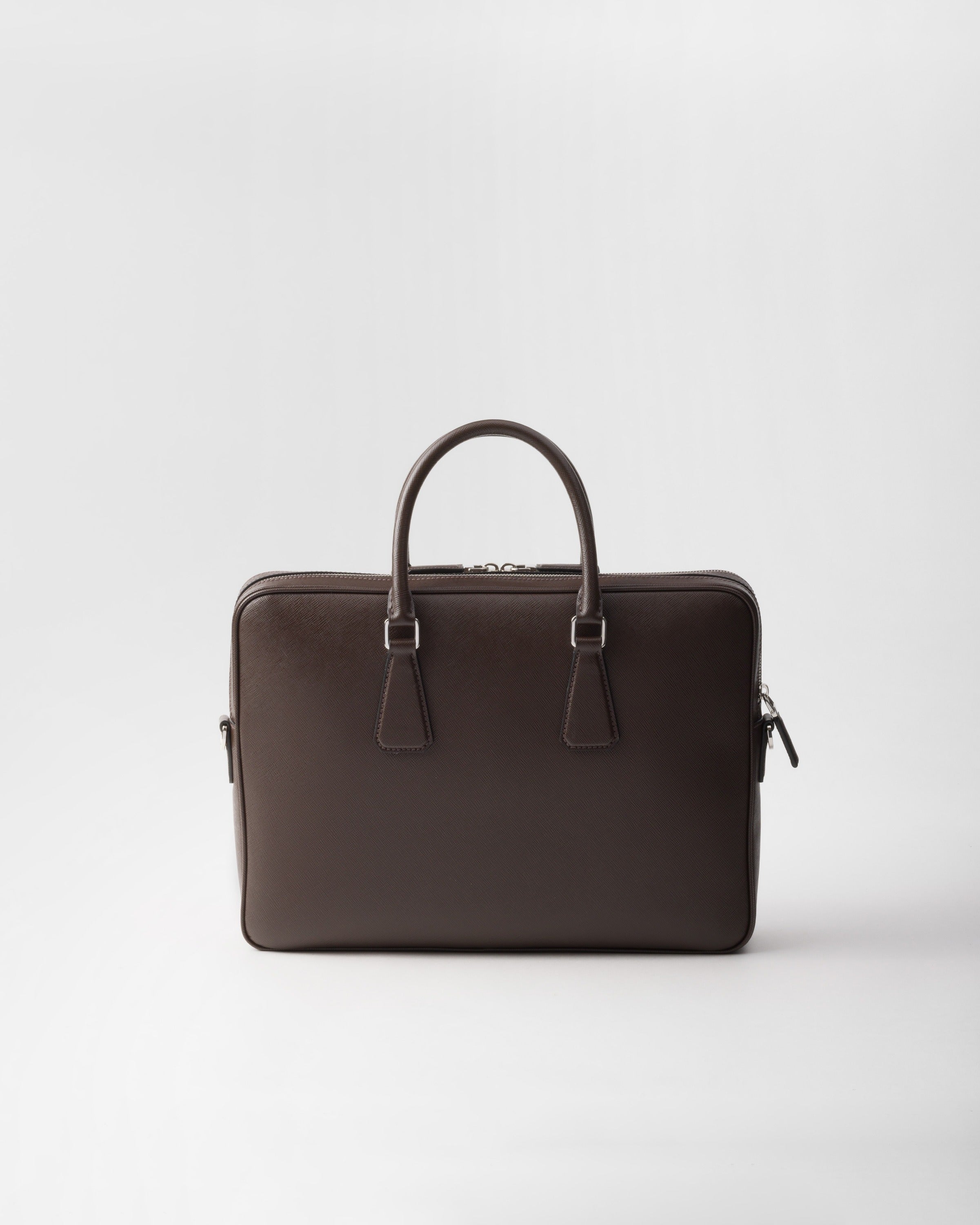 Saffiano leather briefcase Coffee