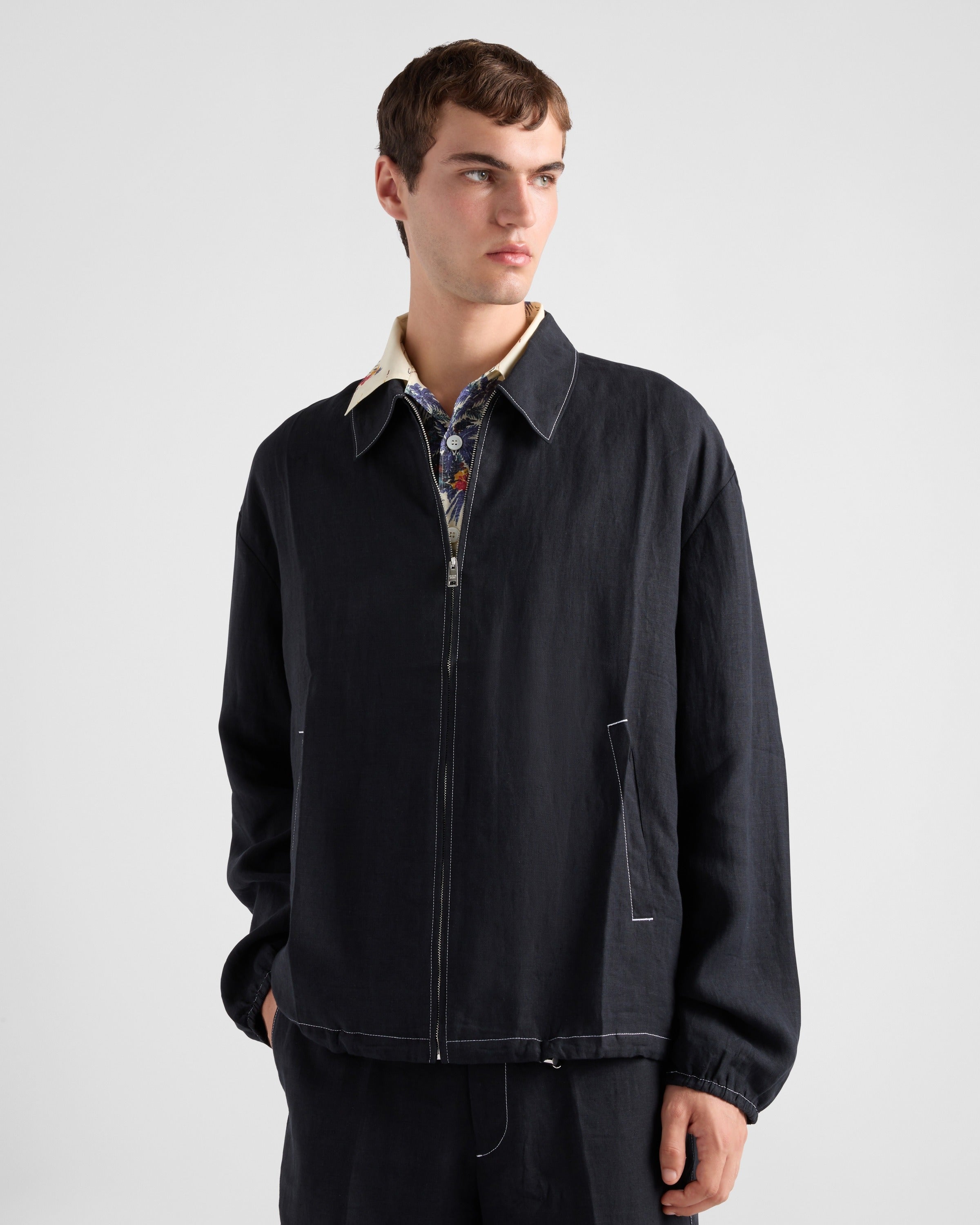 Cotton blouson jacket Black
