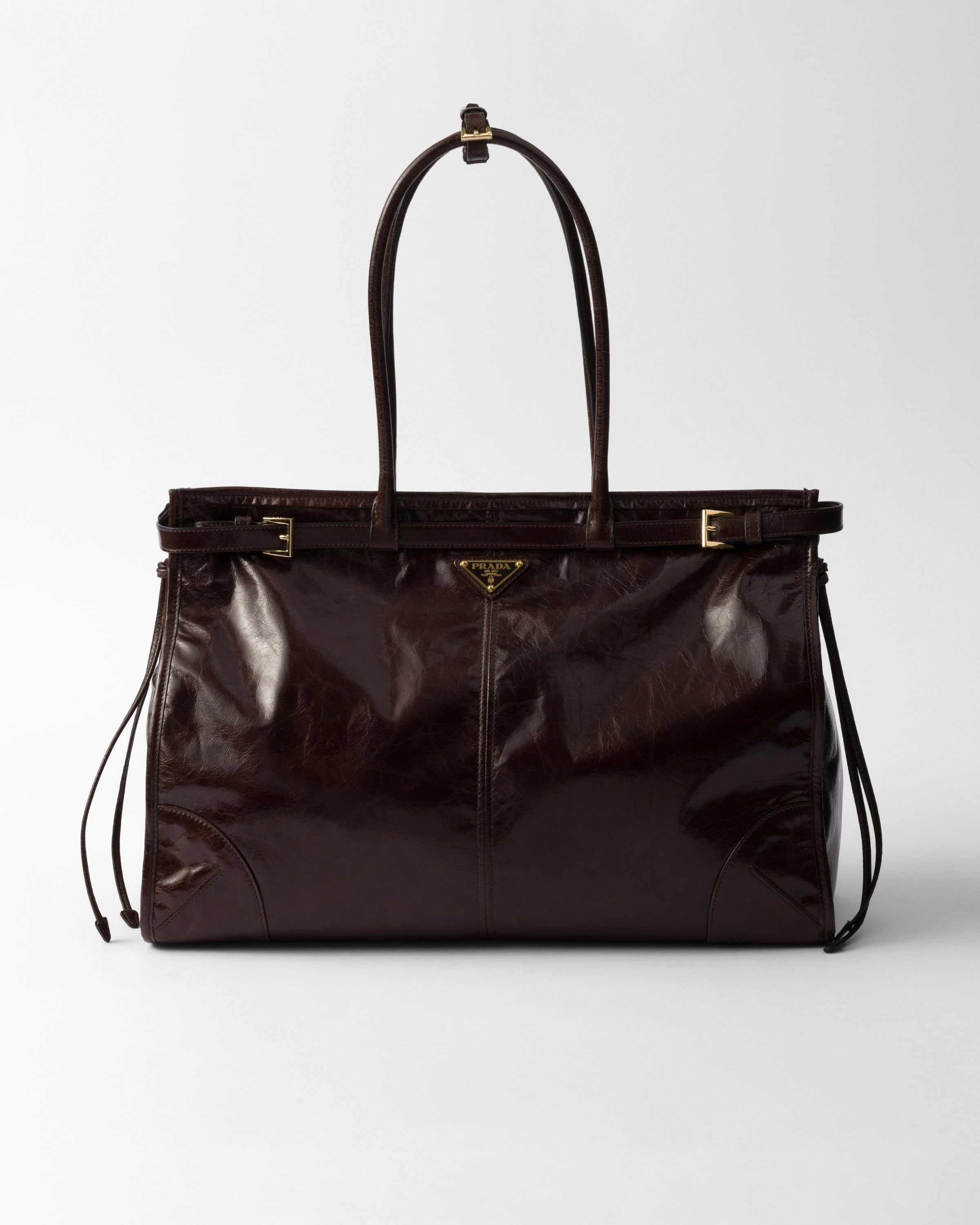 Prada Bonnie extra large leather handbag Dark Brown