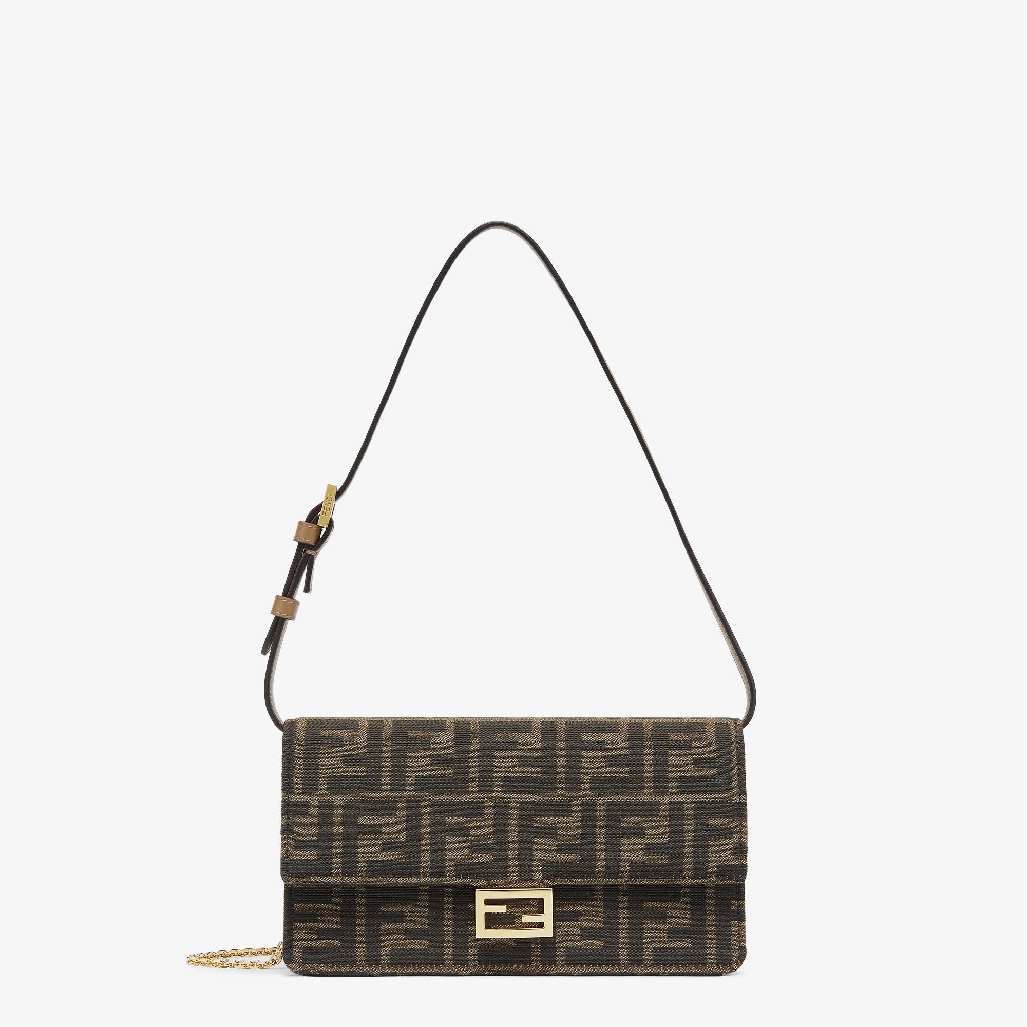 Wallet On Chain Baguette Brown FF fabric wallet