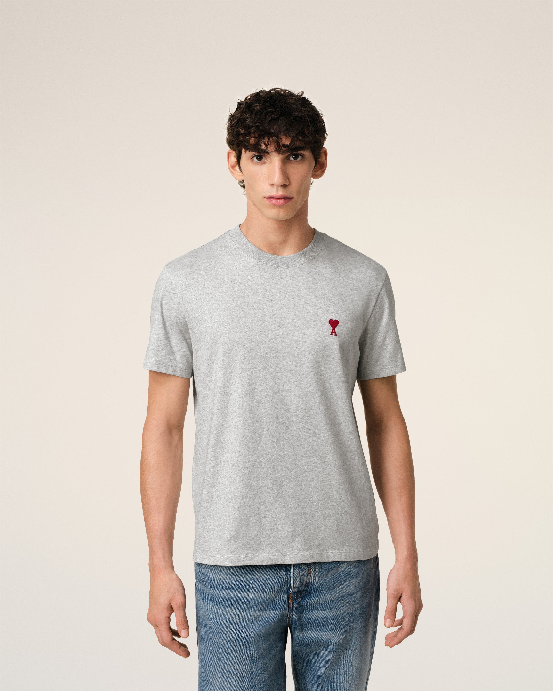 GREY COTTON AMI DE COEUR T-SHIRT HEATHER ASH GREY