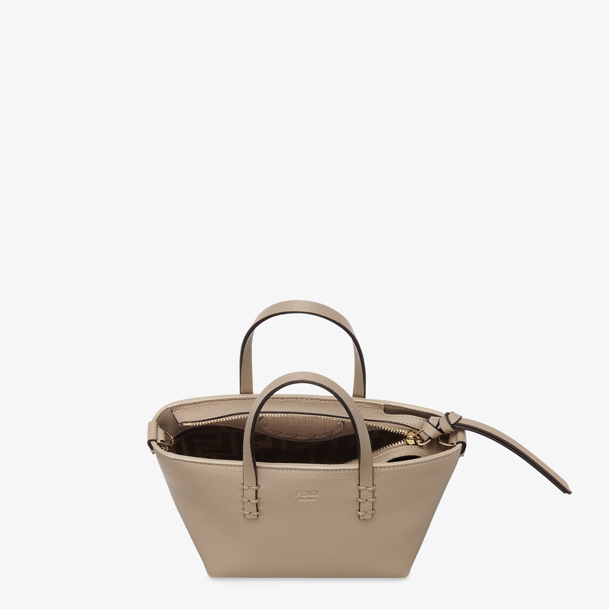 Roll Mini Dove gray Selleria mini-bag with 62 hand-sewn topstitches