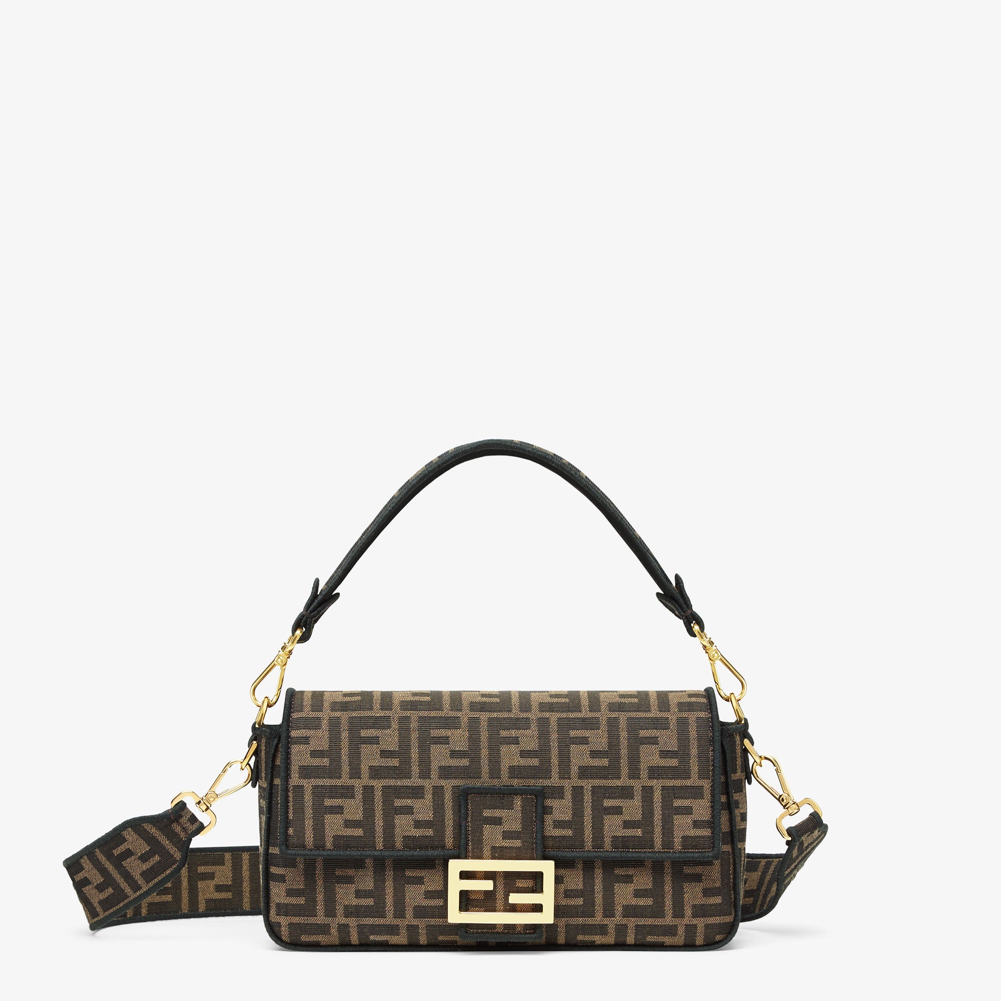 Baguette Brown FF jacquard fabric bag
